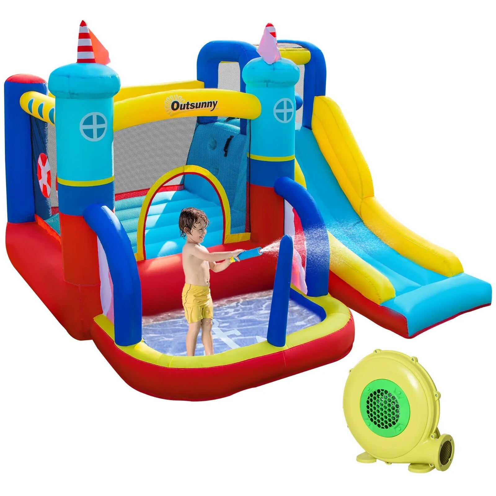 4 in 1 Kids Garden Inflatable Bouncy Castle Trampoline Water Pool Climbing Wall - Home and Garden Furniture Shop - rustic - furniture