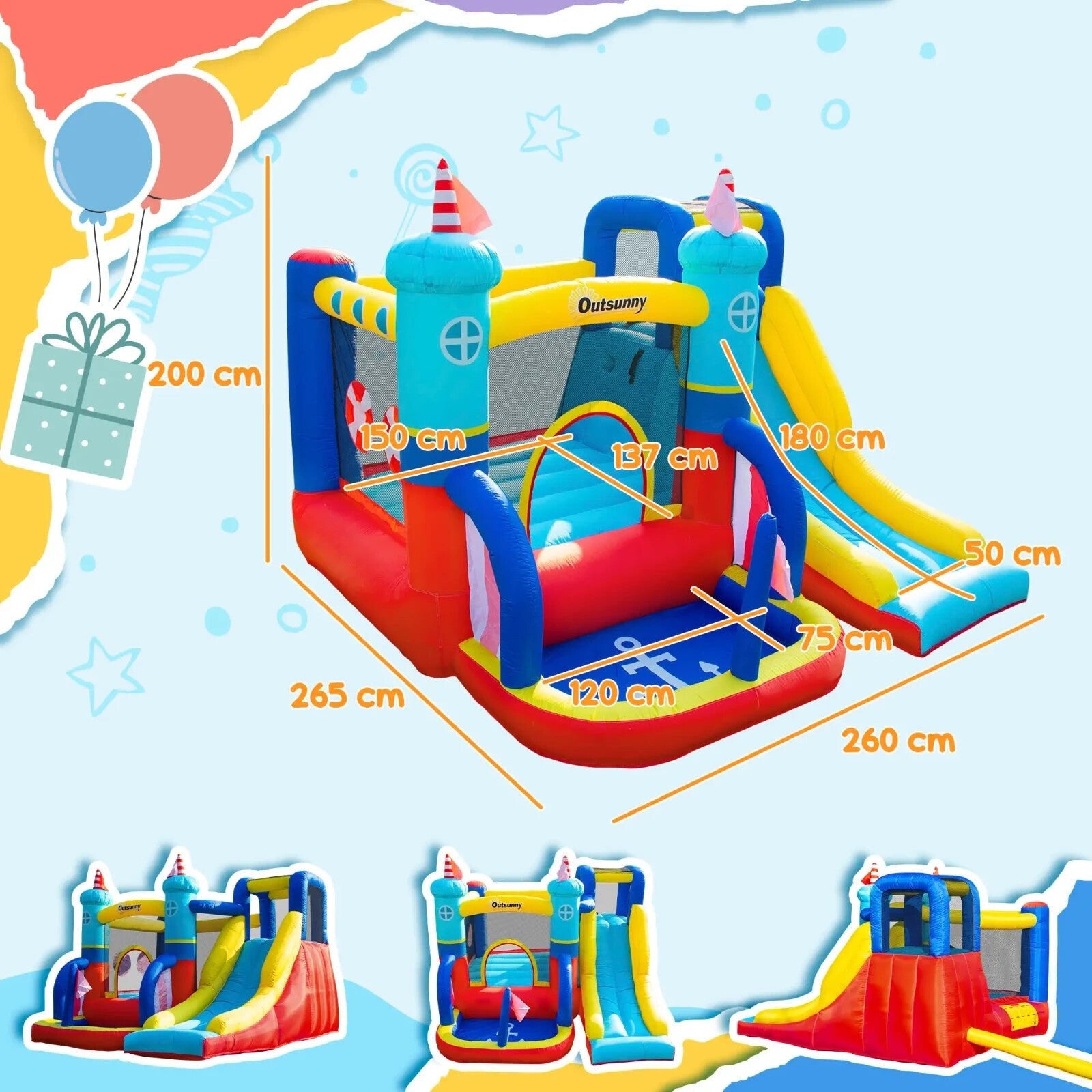 4 in 1 Kids Garden Inflatable Bouncy Castle Trampoline Water Pool Climbing Wall - Home and Garden Furniture Shop - rustic - furniture