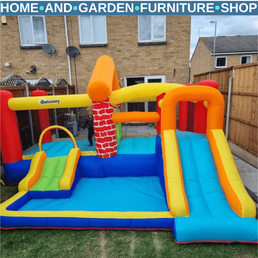 4 in 1 Kids Inflatable Bouncy Castle with Double Slide Pool and Climbing Wall - Home and Garden Furniture Shop - rustic - furniture