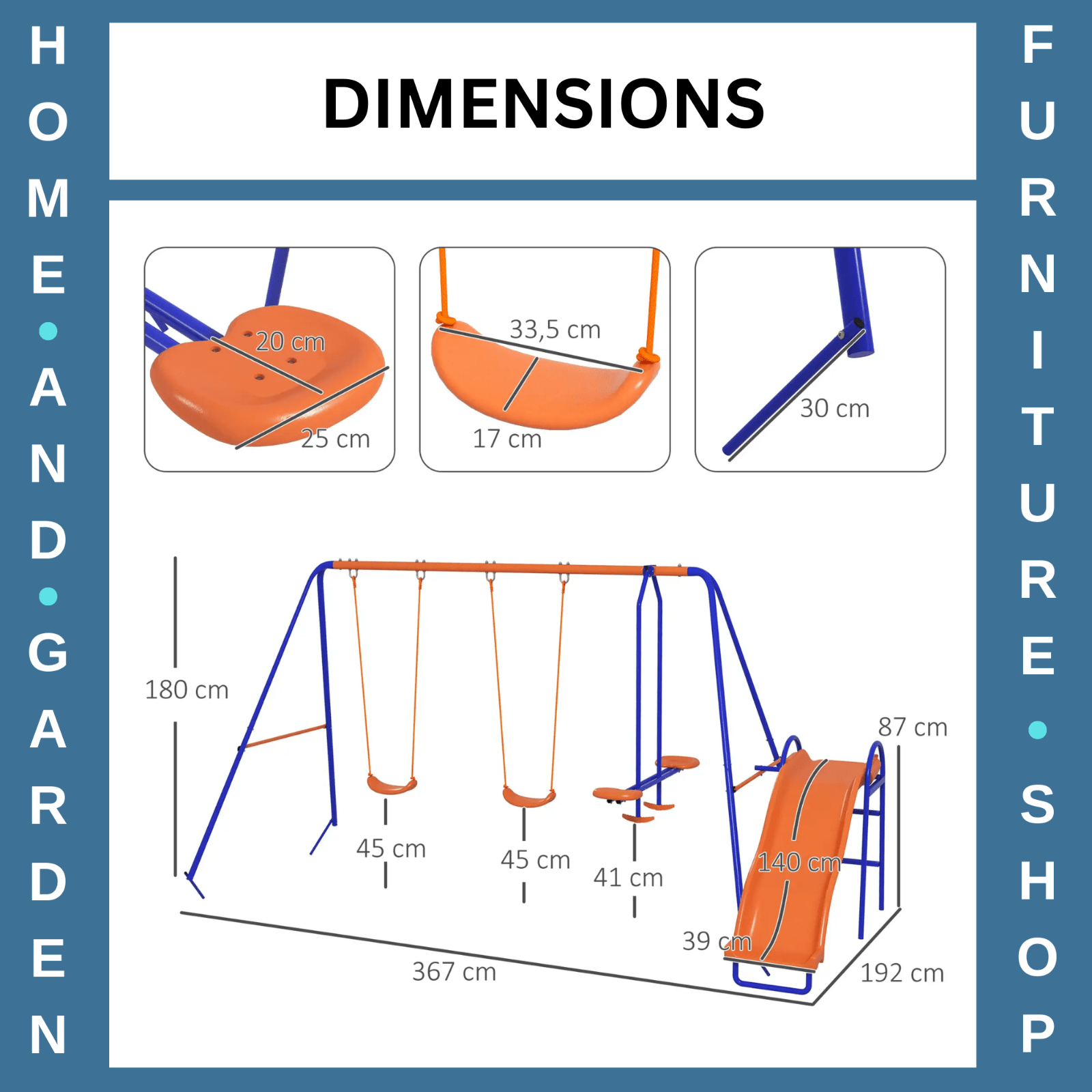 4 in 1 Metal Garden Swing Set with Slide Glider Ladder and Double Swings for Kid - Home and Garden Furniture Shop - rustic - furniture