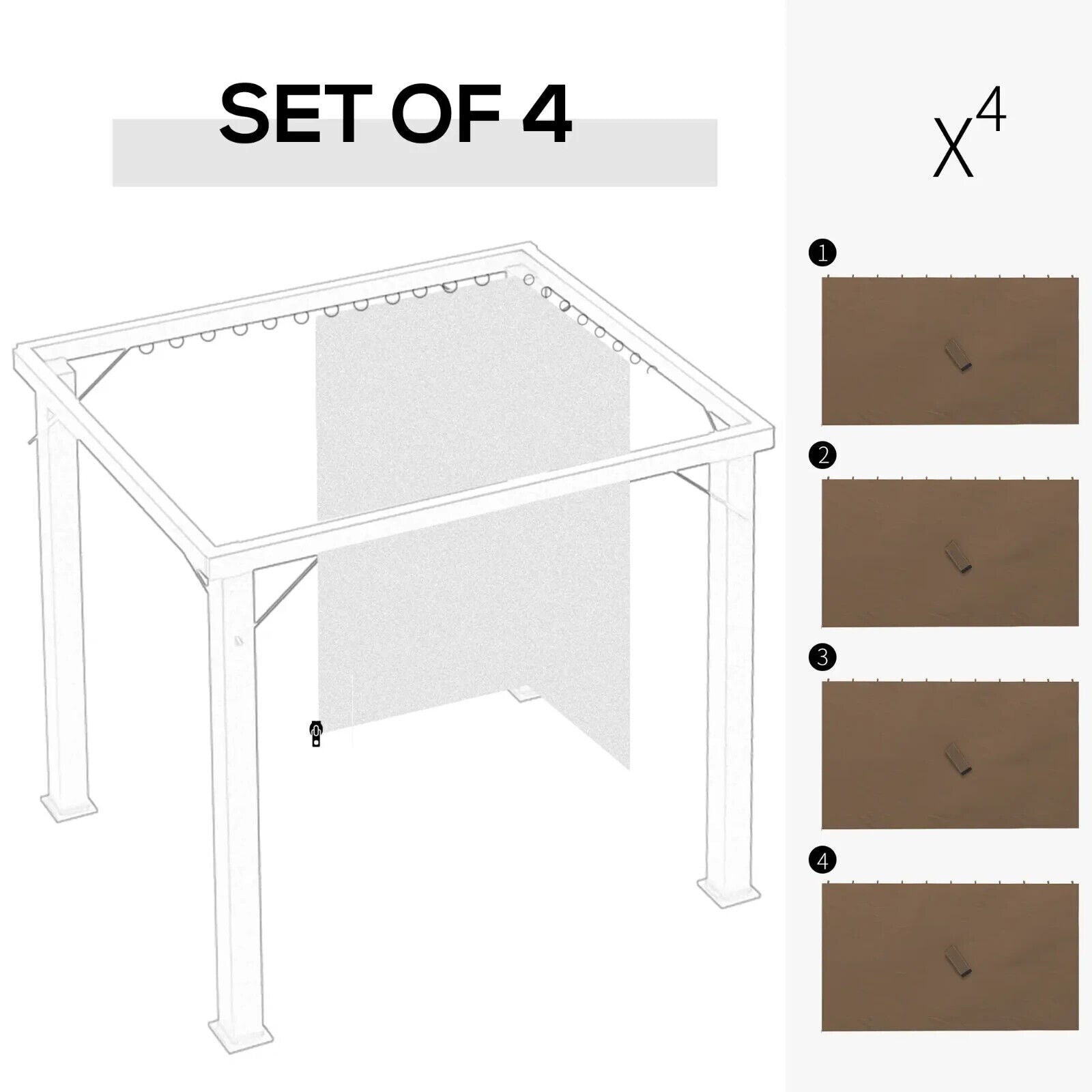 4 Pack Gazebo Replacement Sidewalls Privacy Panels for 3x4m Outdoor Canopy Tent - Home and Garden Furniture Shop - #rustic - furniture#
