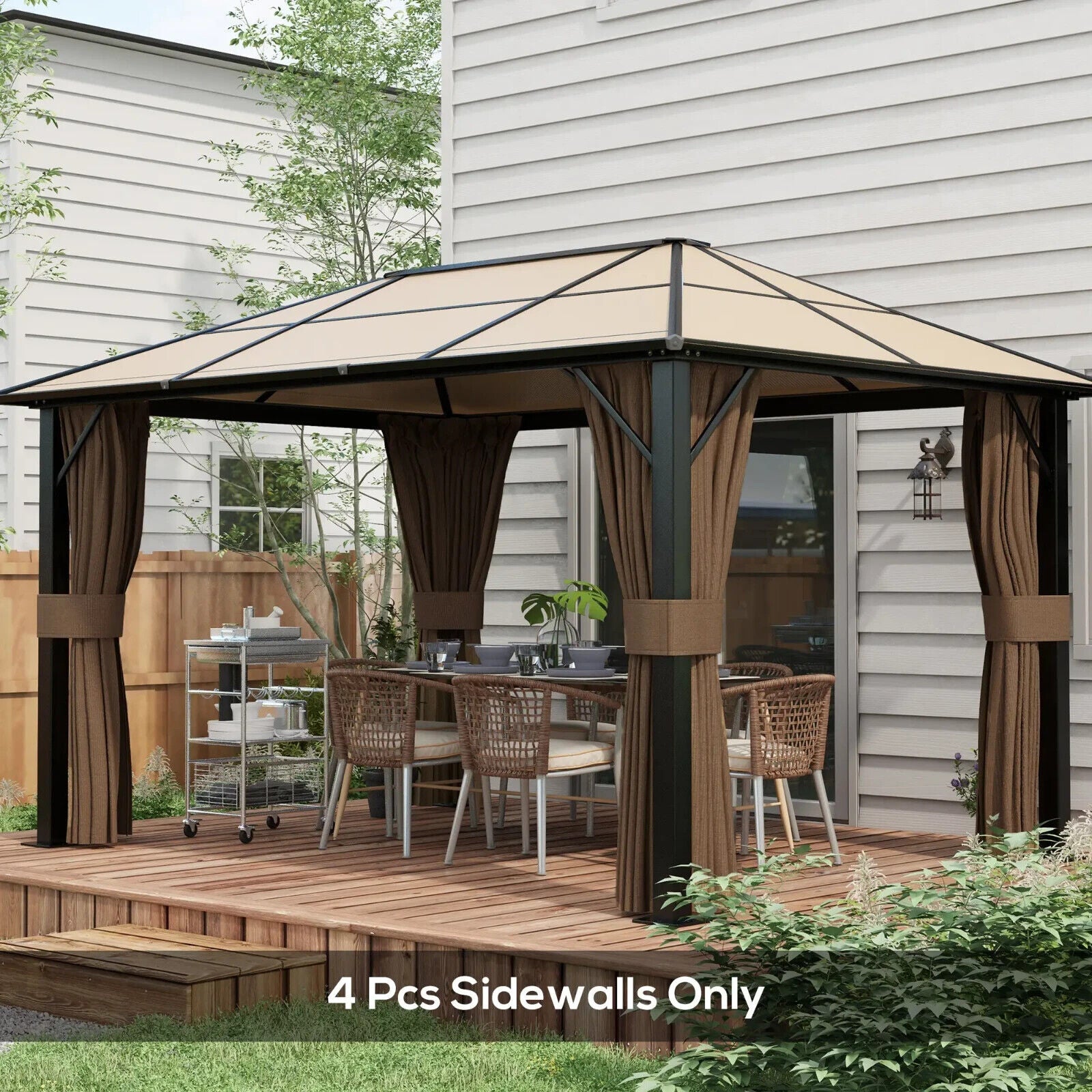 4 Pack Gazebo Replacement Sidewalls Privacy Panels for 3x4m Outdoor Canopy Tent - Home and Garden Furniture Shop - #rustic - furniture#