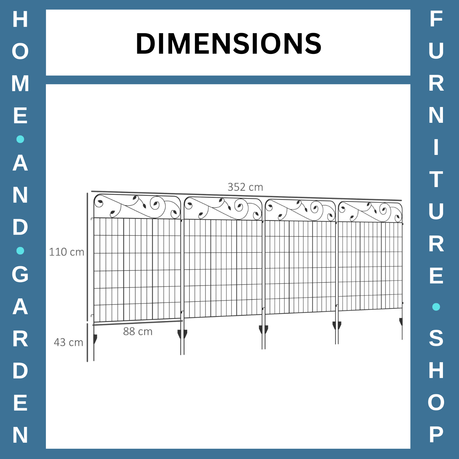 4 - Pcs Decorative Garden Fence Panels 43"x11.5ft Metal Picket Border Edging Black - Home and Garden Furniture Shop - rustic - furniture