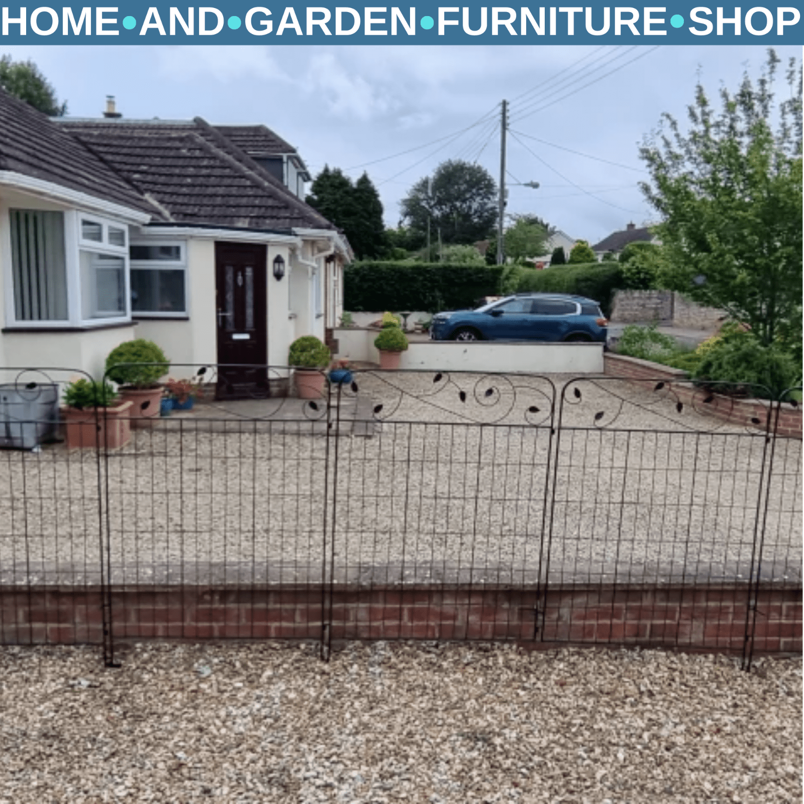 4 - Pcs Decorative Garden Fence Panels 43"x11.5ft Metal Picket Border Edging Black - Home and Garden Furniture Shop - rustic - furniture