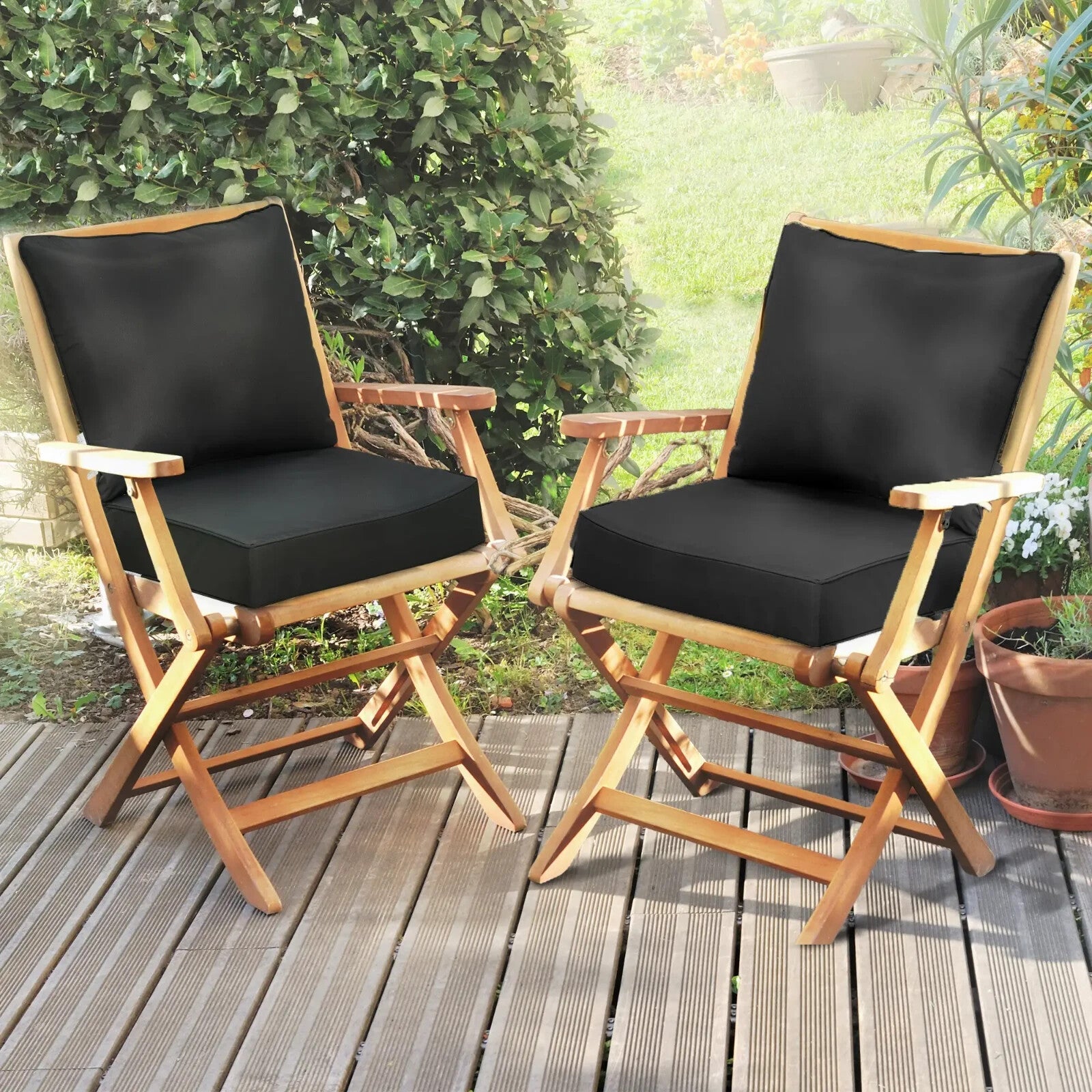 4 Pcs Outdoor Cushion Set Seat and Back Replacement for Patio Garden Chairs Set - Home and Garden Furniture Shop - rustic - furniture