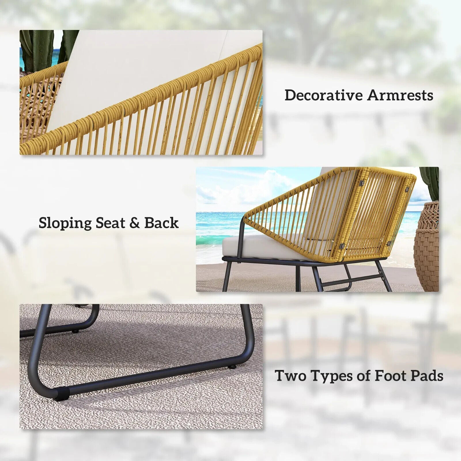 4 Pcs Rattan Garden Furniture Outdoor Wicker Patio Loveseat Armchairs Glass Top - Home and Garden Furniture Shop - #rustic - furniture#