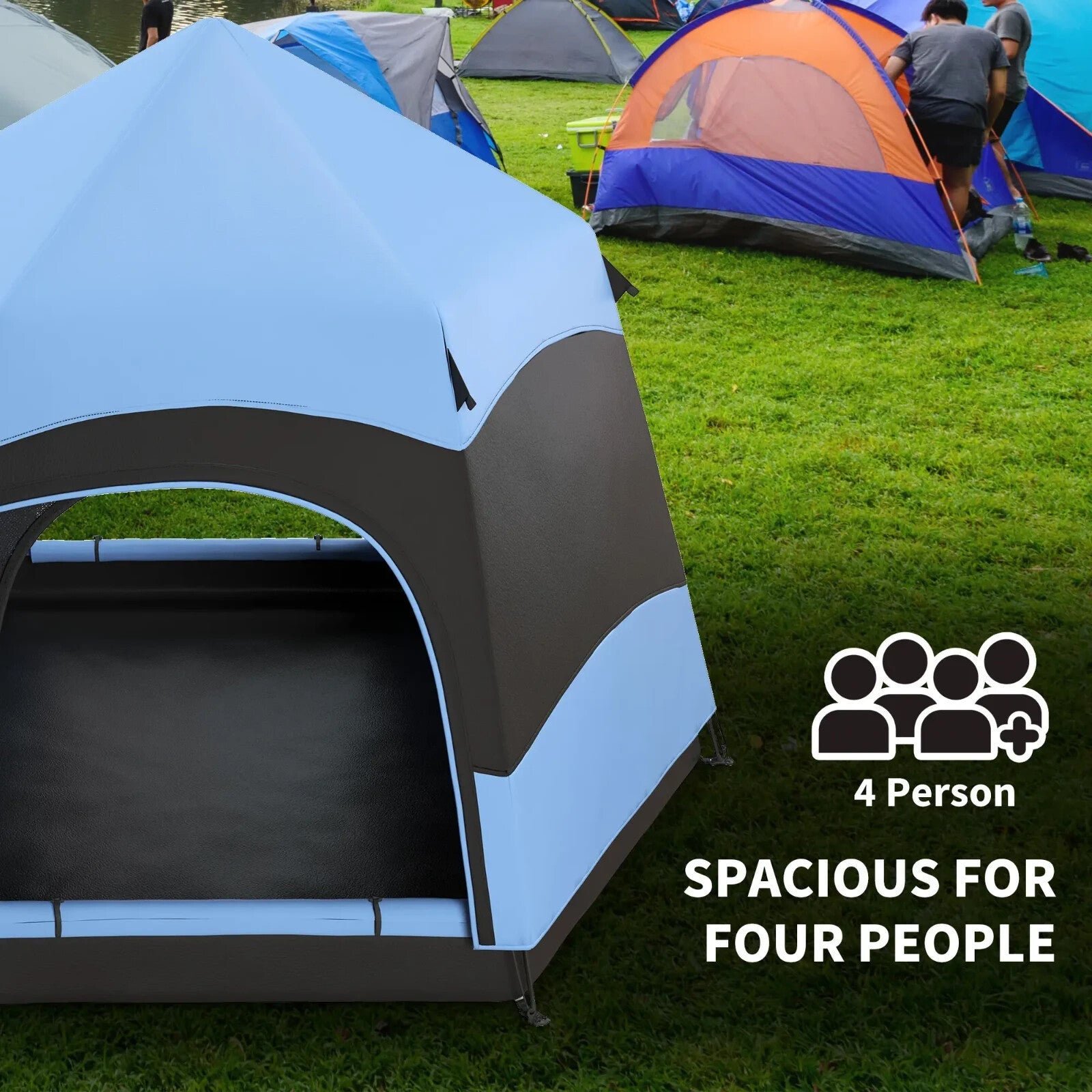 4 Person Hexagon Dome Tent Pop Up Camping Shelter with Rainfly and Welded Floor - Home and Garden Furniture Shop - rustic - furniture