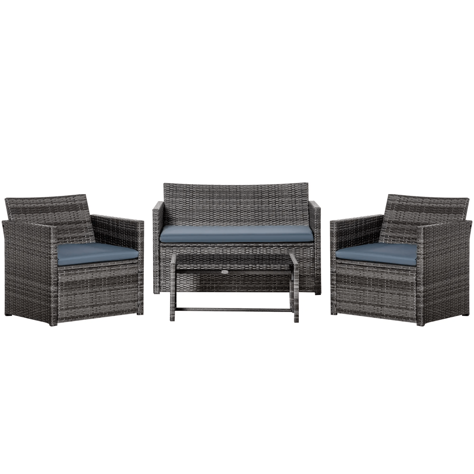 4 Piece Aluminium Garden Dining Set with Sofa Chairs Glass Table and Cushions - Home and Garden Furniture Shop - rustic - furniture