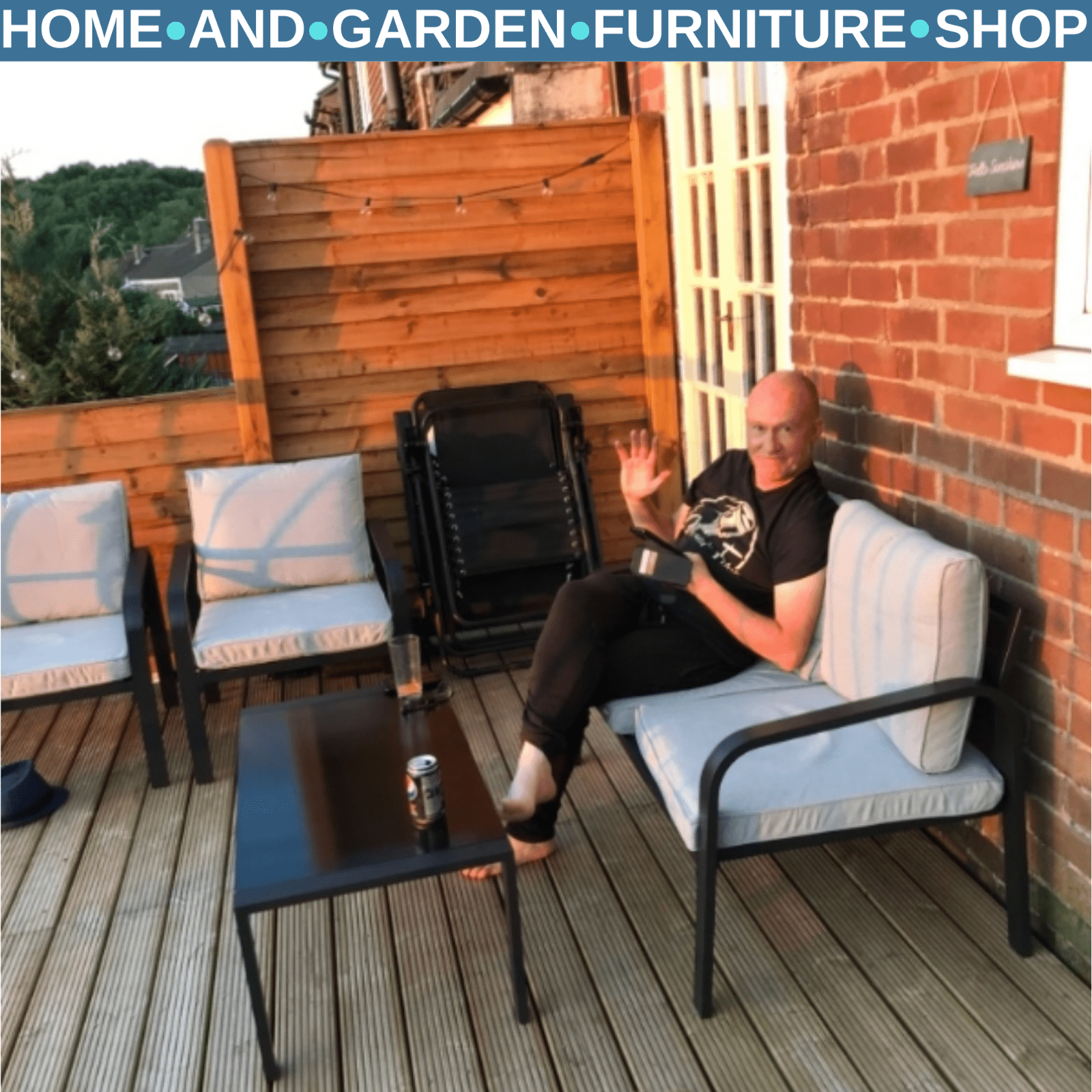 4 Piece Aluminium Garden Dining Set with Sofa Chairs Glass Table and Cushions - Home and Garden Furniture Shop - rustic - furniture