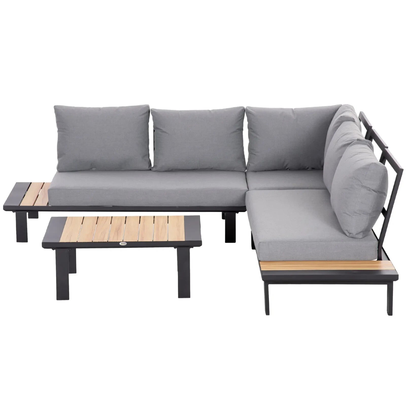 4 Piece Aluminium Garden Furniture Set L Shape Sofa w/ Tables Cushions Dark Grey - Home and Garden Furniture Shop - rustic - furniture