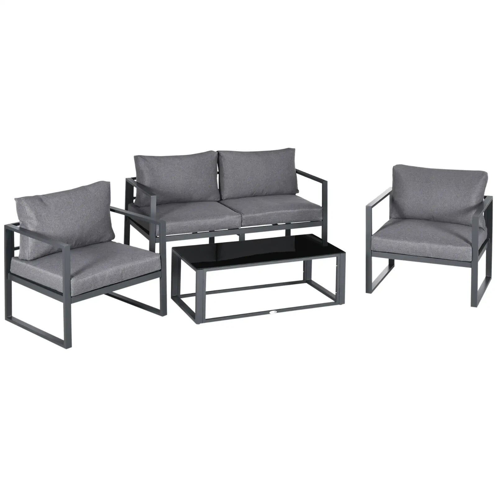 4 Piece Garden Sofa Set w/Armchairs Bench & Side Table Aluminium Frame Patio Set - Home and Garden Furniture Shop - rustic - furniture
