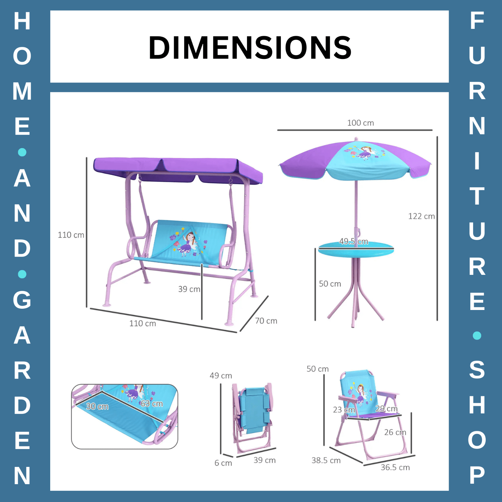 4 Piece Kids Garden Furniture Set with Table Chairs and Adjustable Canopy Theme - Home and Garden Furniture Shop - rustic - furniture
