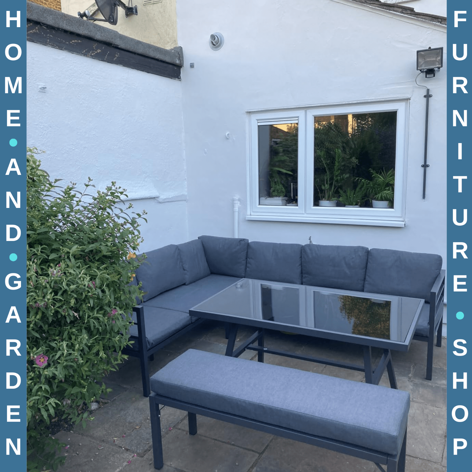 4 Piece L Shaped Garden Furniture Set 8 Seater Aluminium Dining Sofa with Bench - Home and Garden Furniture Shop - rustic - furniture