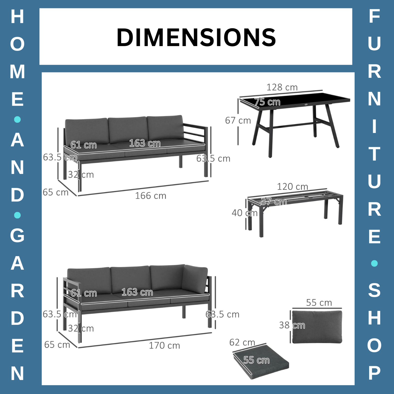 4 Piece L Shaped Garden Furniture Set 8 Seater Aluminium Dining Sofa with Bench - Home and Garden Furniture Shop - rustic - furniture