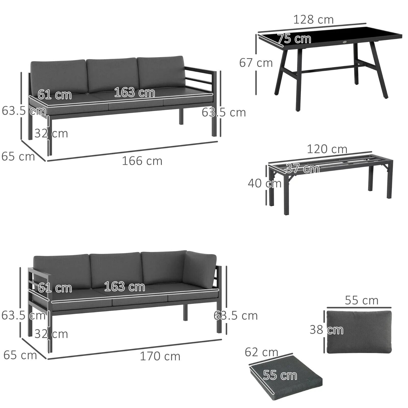 4 Piece L Shaped Garden Furniture Set 8 Seater Aluminium Patio Sofa Dining Set - Home and Garden Furniture Shop - #rustic - furniture#