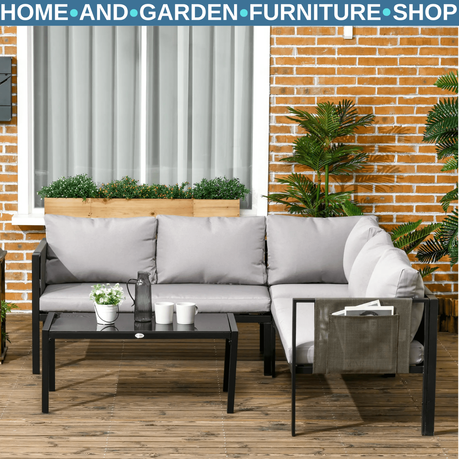 4 Piece Metal Garden Furniture Set with Coffee Table & Mesh Chairs Outdoor Patio - Home and Garden Furniture Shop - #rustic - furniture#