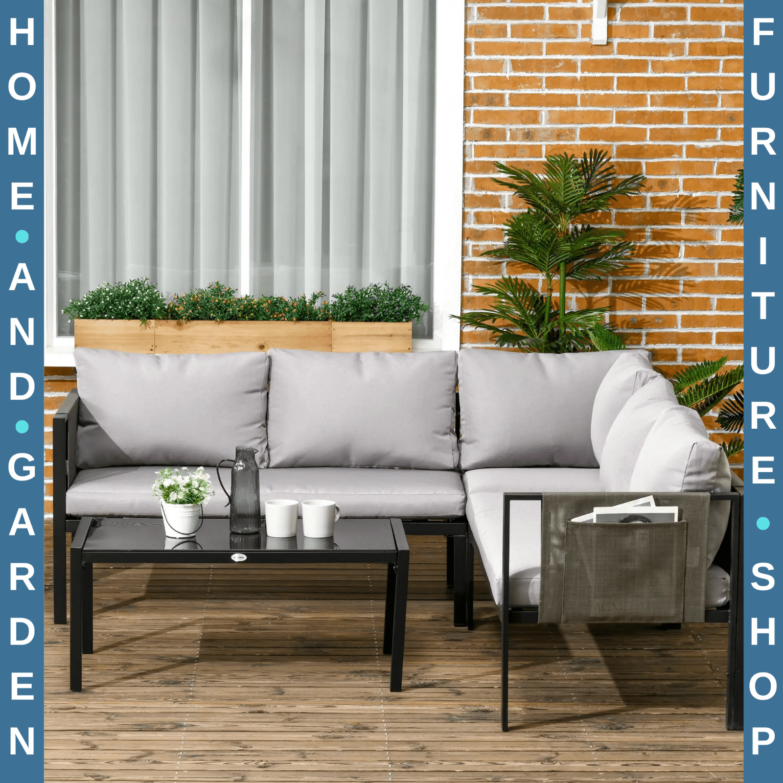 4 Piece Metal Garden Furniture Set with Coffee Table & Mesh Chairs Outdoor Patio - Home and Garden Furniture Shop - #rustic - furniture#