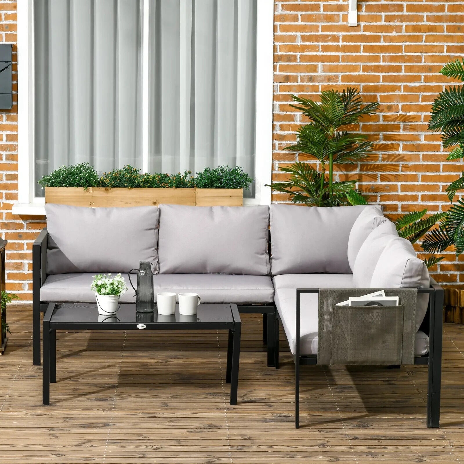4 Piece Metal Garden Furniture Set with Coffee Table & Mesh Chairs Outdoor Patio - Home and Garden Furniture Shop - #rustic - furniture#