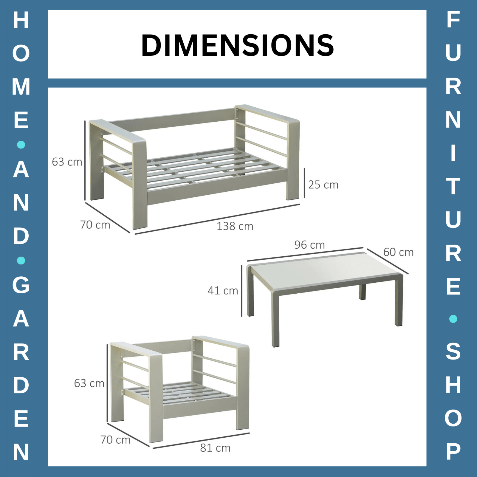4 - Piece Outdoor Garden Furniture Set with Aluminium Frame and Cushioned Seats - Home and Garden Furniture Shop - rustic - furniture