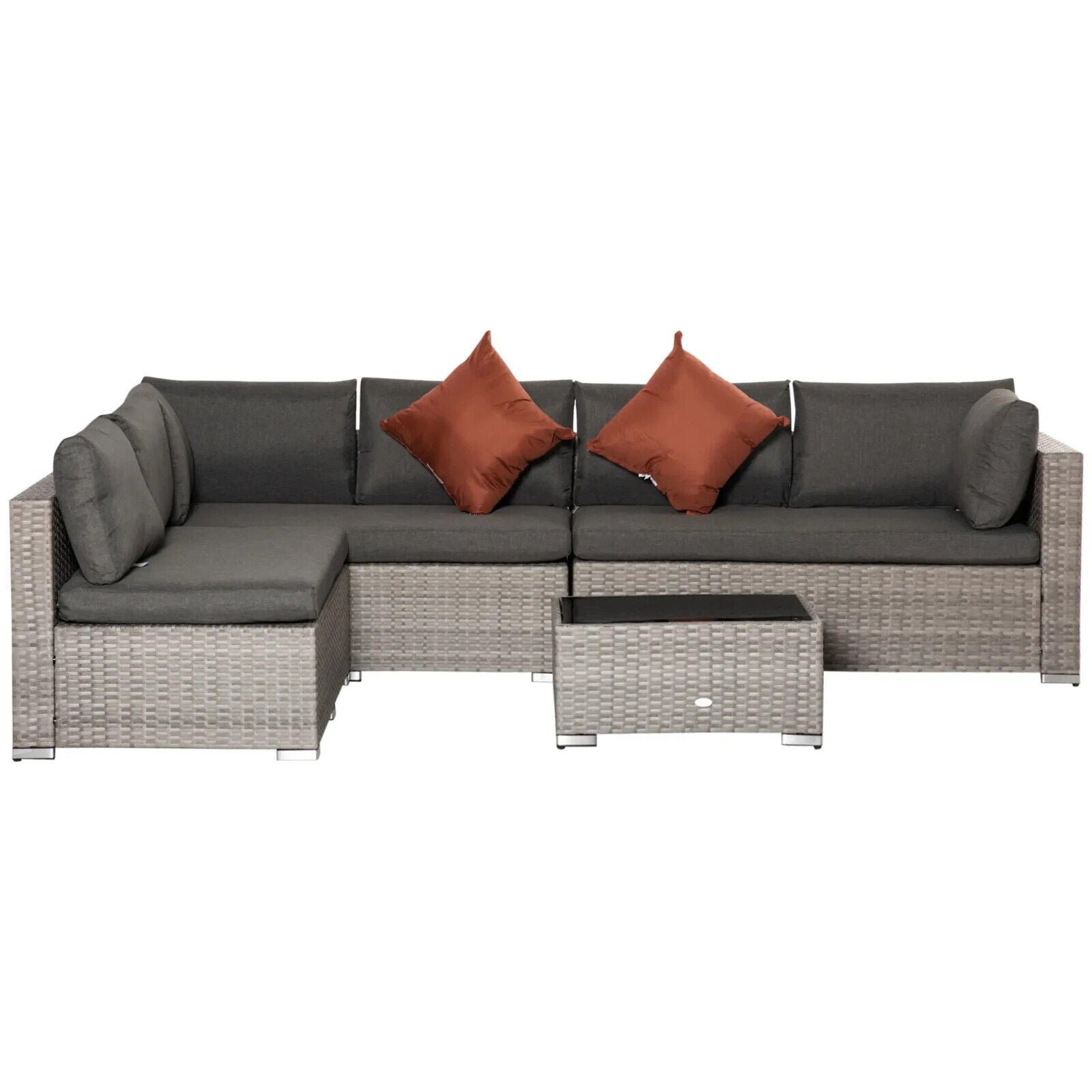 4 Piece Patio Rattan Sofa Set Outdoor 6 Seater Furniture w/ Tempered Glass Table - Home and Garden Furniture Shop - #rustic - furniture#