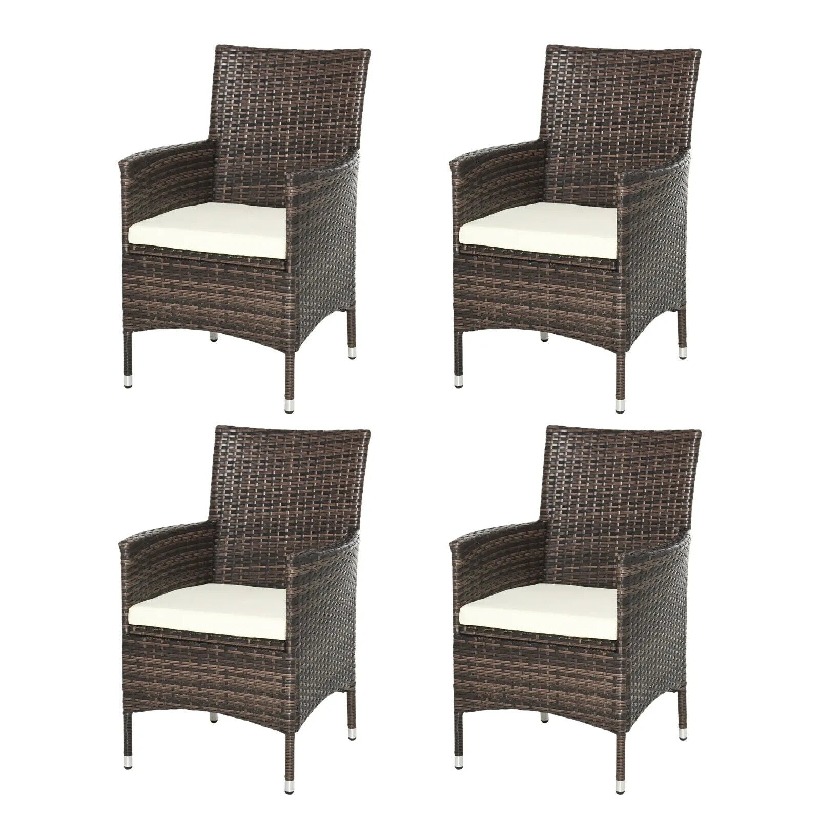 4 Piece Rattan Chair Set with Cushion Patio Sofa Seating Garden Furniture Coffee - Home and Garden Furniture Shop - #rustic - furniture#