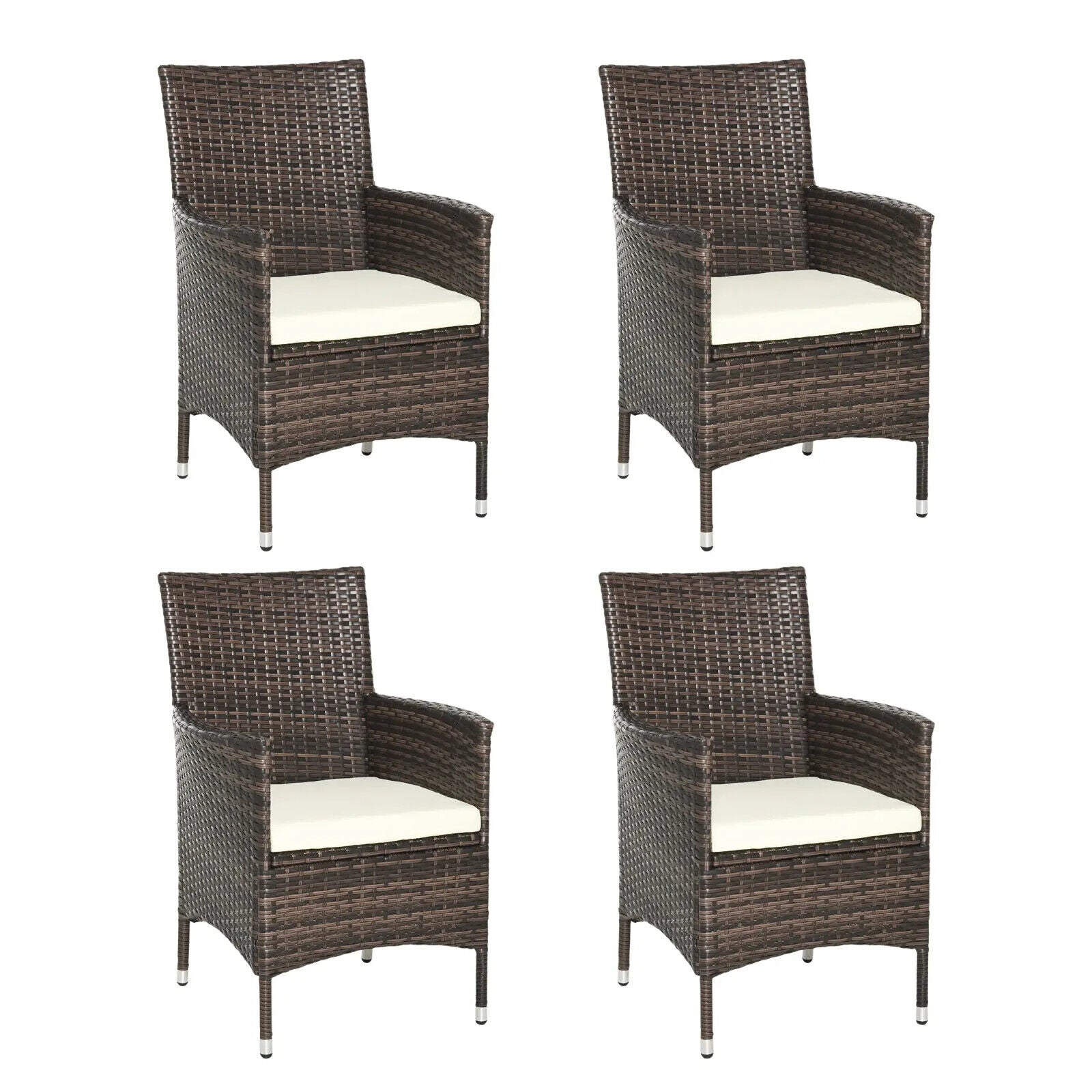 4 Piece Rattan Chair Set with Cushion Patio Sofa Seating Garden Furniture Coffee - Home and Garden Furniture Shop - #rustic - furniture#