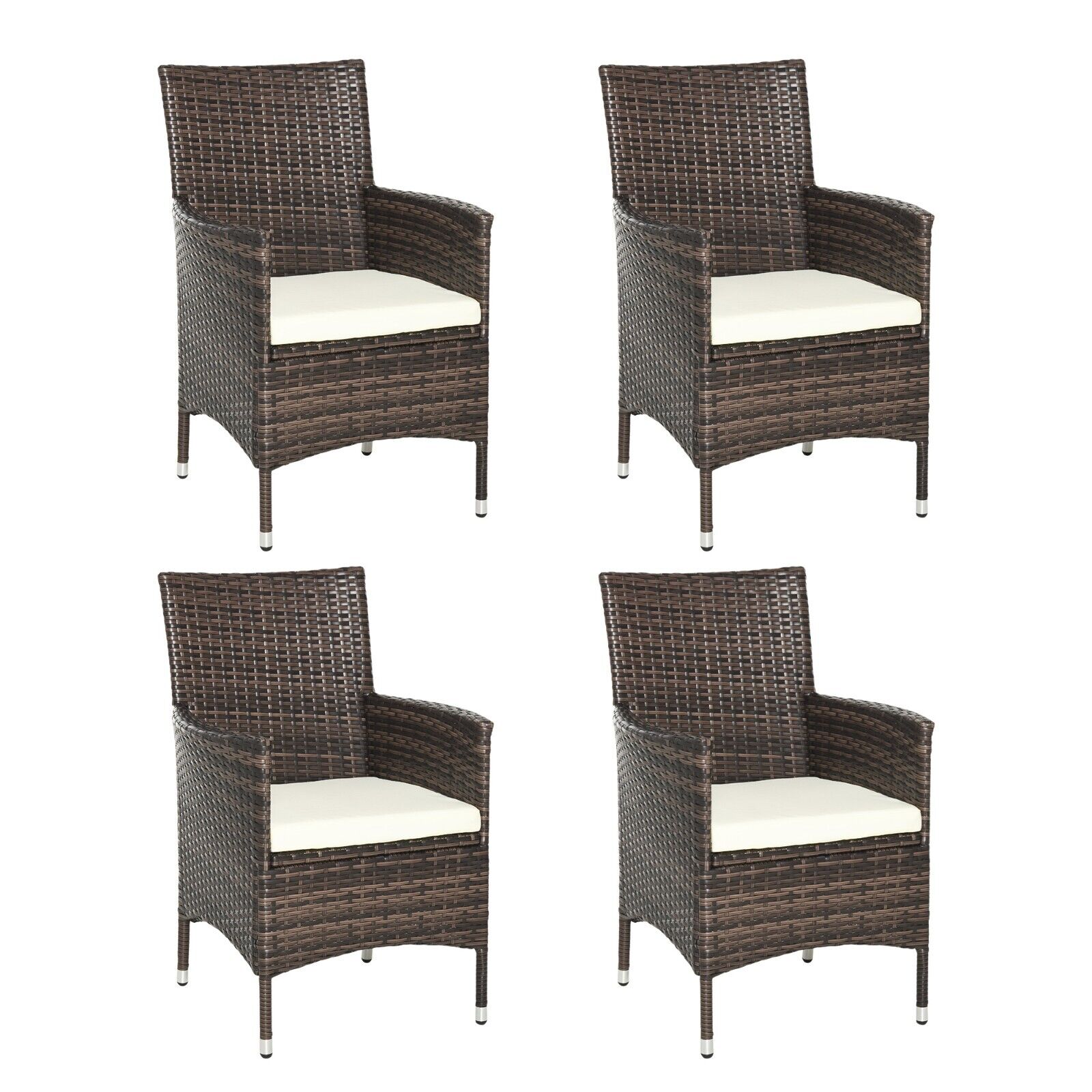 4 Piece Rattan Chair Set with Cushion Patio Sofa Seating Garden Furniture Coffee - Home and Garden Furniture Shop - #rustic - furniture#
