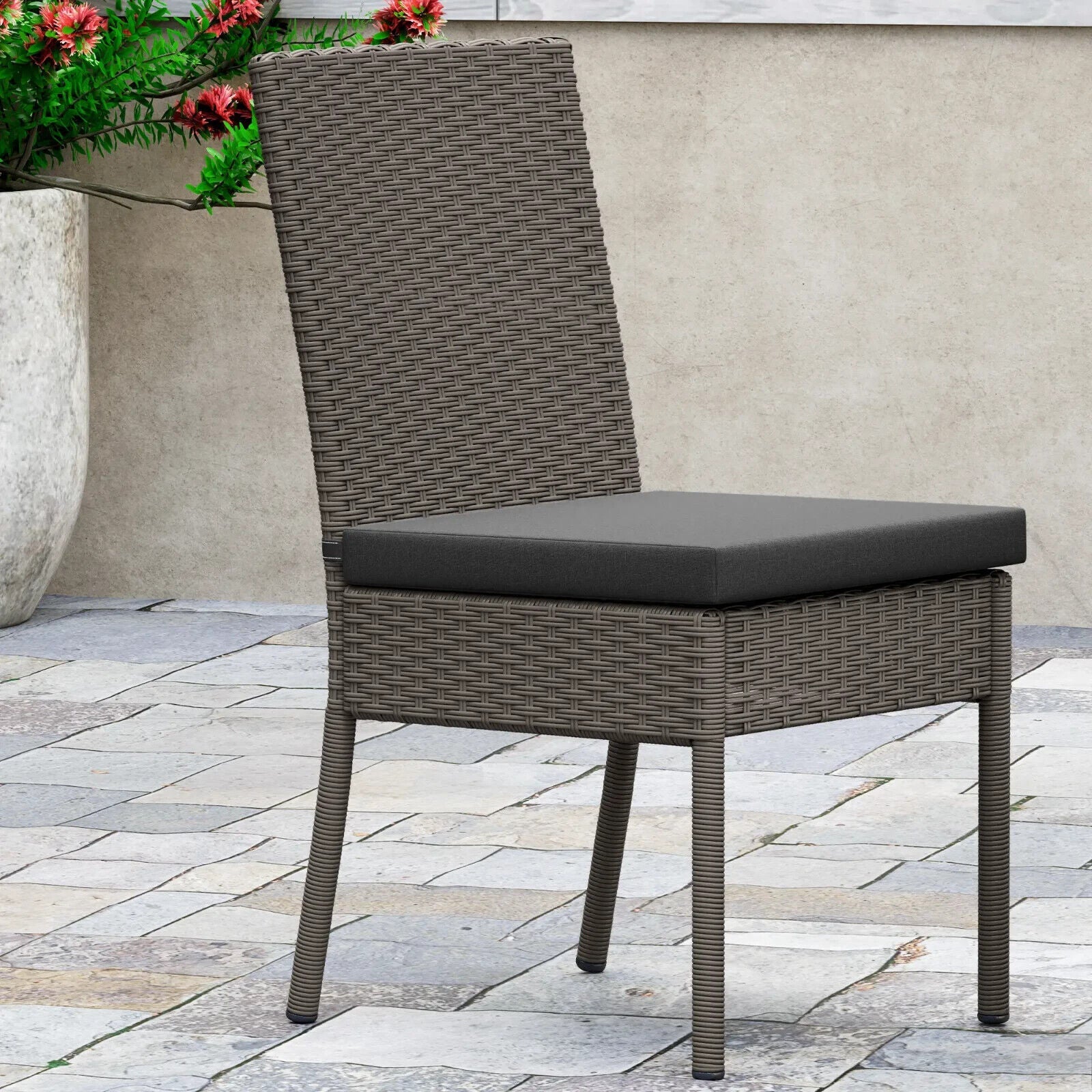 4 Piece Rattan Garden Dining Chairs with Cushions Wicker Patio Furniture Set - Home and Garden Furniture Shop - #rustic - furniture#