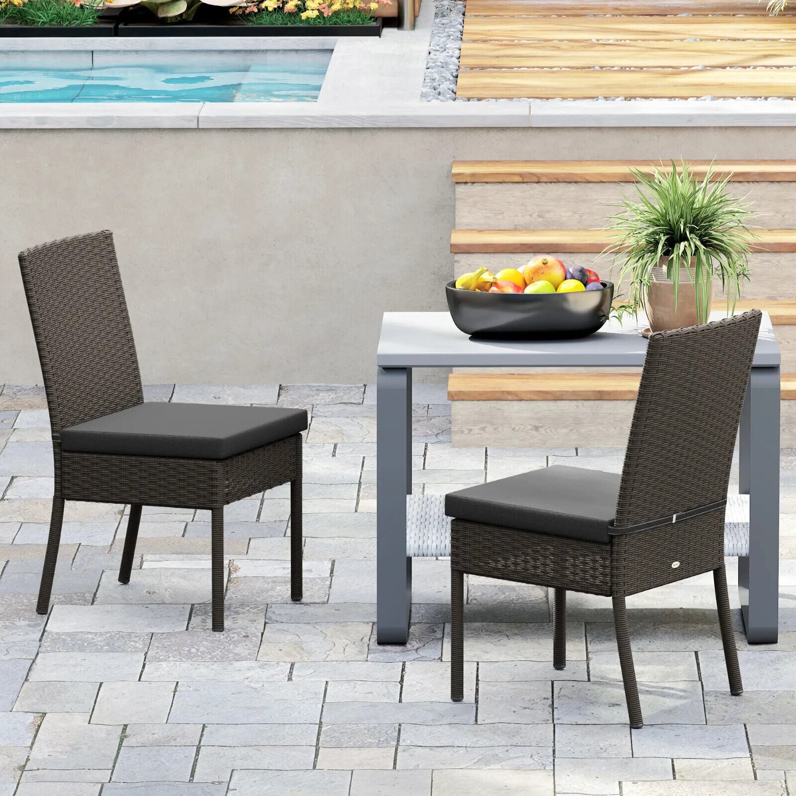 4 Piece Rattan Garden Dining Chairs with Cushions Wicker Patio Furniture Set - Home and Garden Furniture Shop - #rustic - furniture#