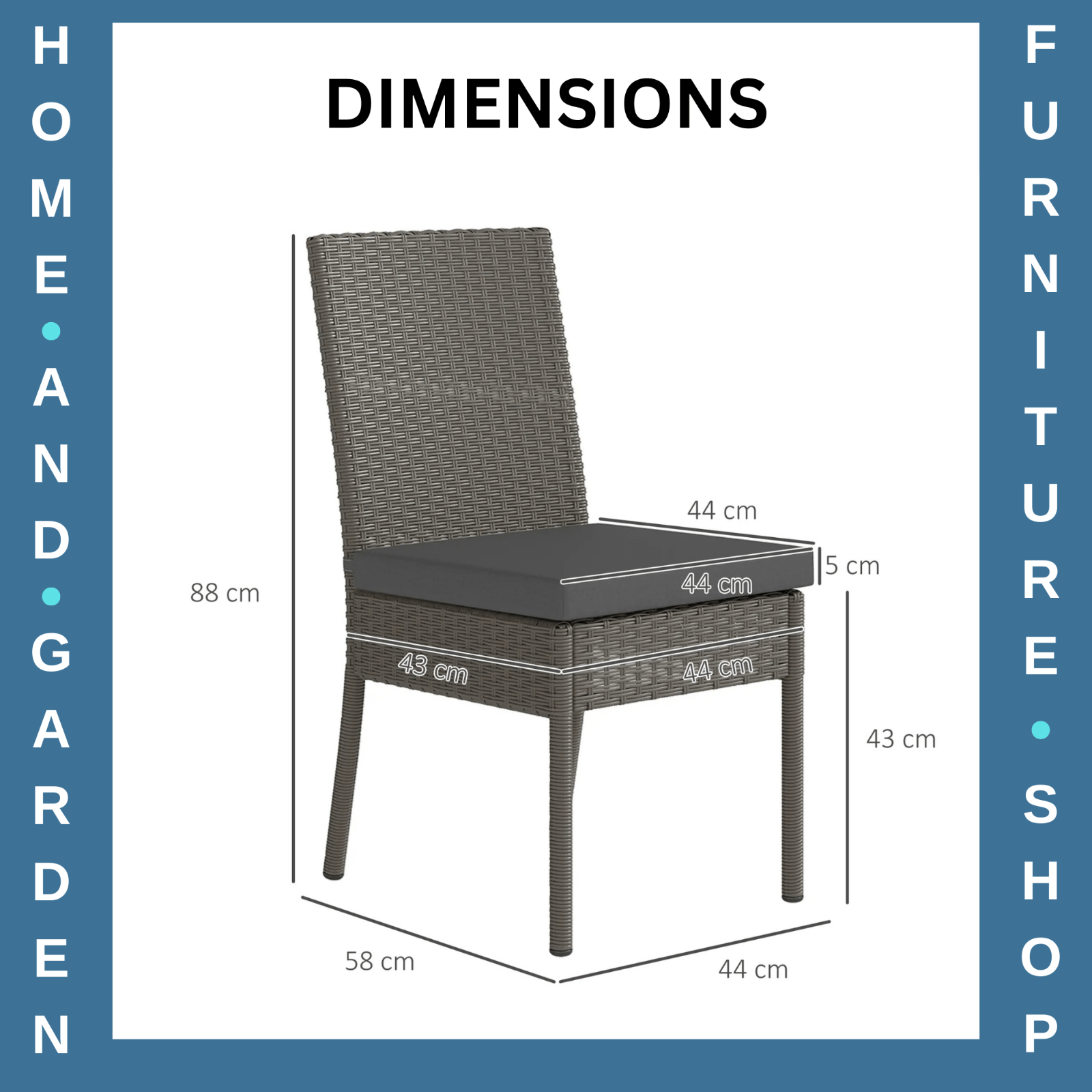 4 Piece Rattan Garden Dining Chairs with Cushions Wicker Patio Furniture Set - Home and Garden Furniture Shop - #rustic - furniture#