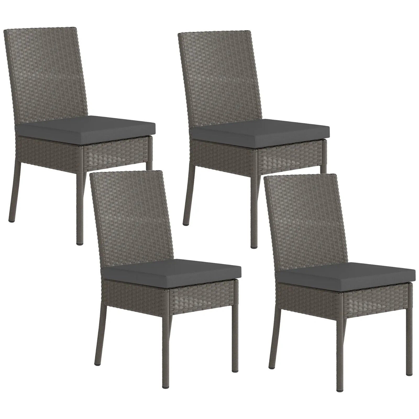 4 Piece Rattan Garden Dining Chairs with Cushions Wicker Patio Furniture Set - Home and Garden Furniture Shop - #rustic - furniture#