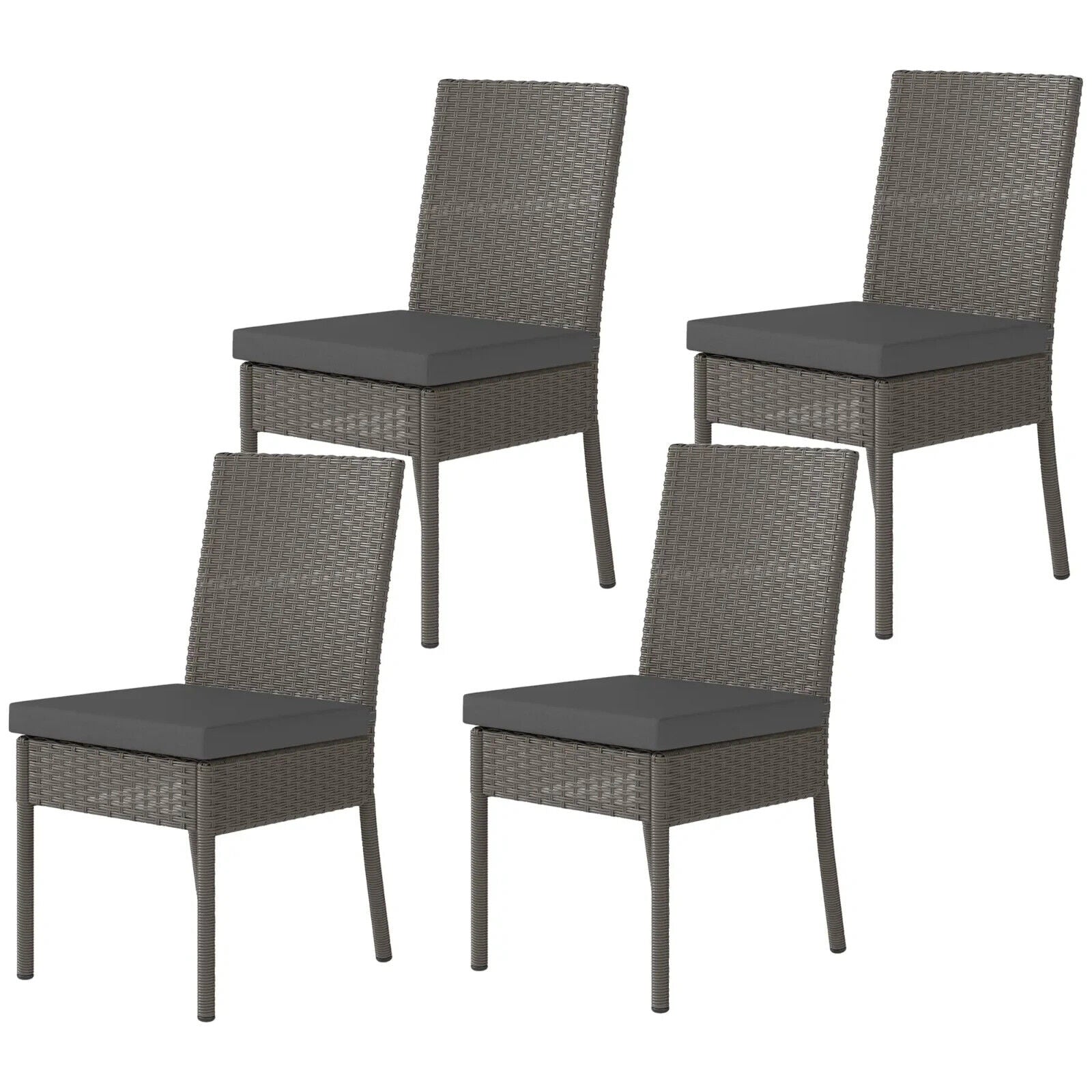 4 Piece Rattan Garden Dining Chairs with Cushions Wicker Patio Furniture Set - Home and Garden Furniture Shop - #rustic - furniture#