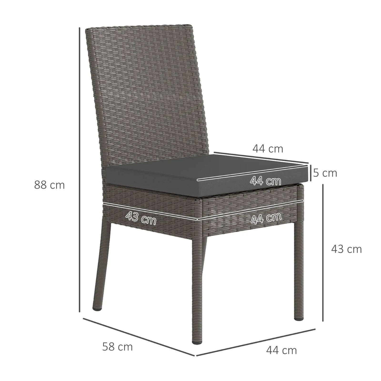 4 Piece Rattan Garden Dining Chairs with Cushions Wicker Patio Furniture Set - Home and Garden Furniture Shop - #rustic - furniture#