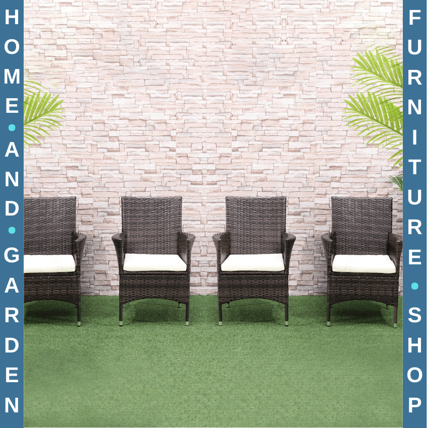 4 Piece Rattan Garden Furniture Set Outdoor Cushioned Patio Chairs and Sofa Set - Home and Garden Furniture Shop - rustic - furniture