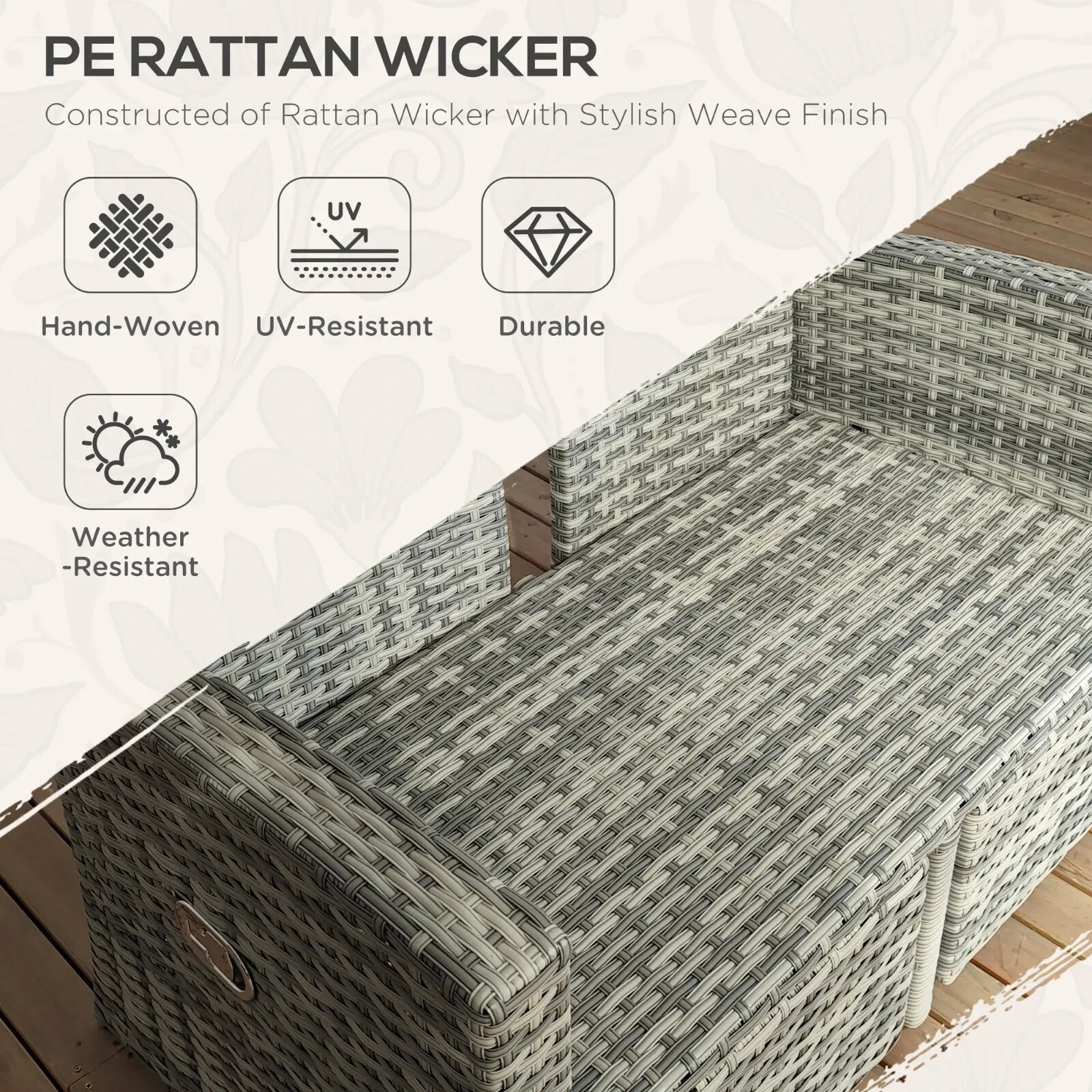 4 Piece Rattan Garden Furniture Set Outdoor Sofa Sectional with Glass Table Grey - Home and Garden Furniture Shop - rustic - furniture