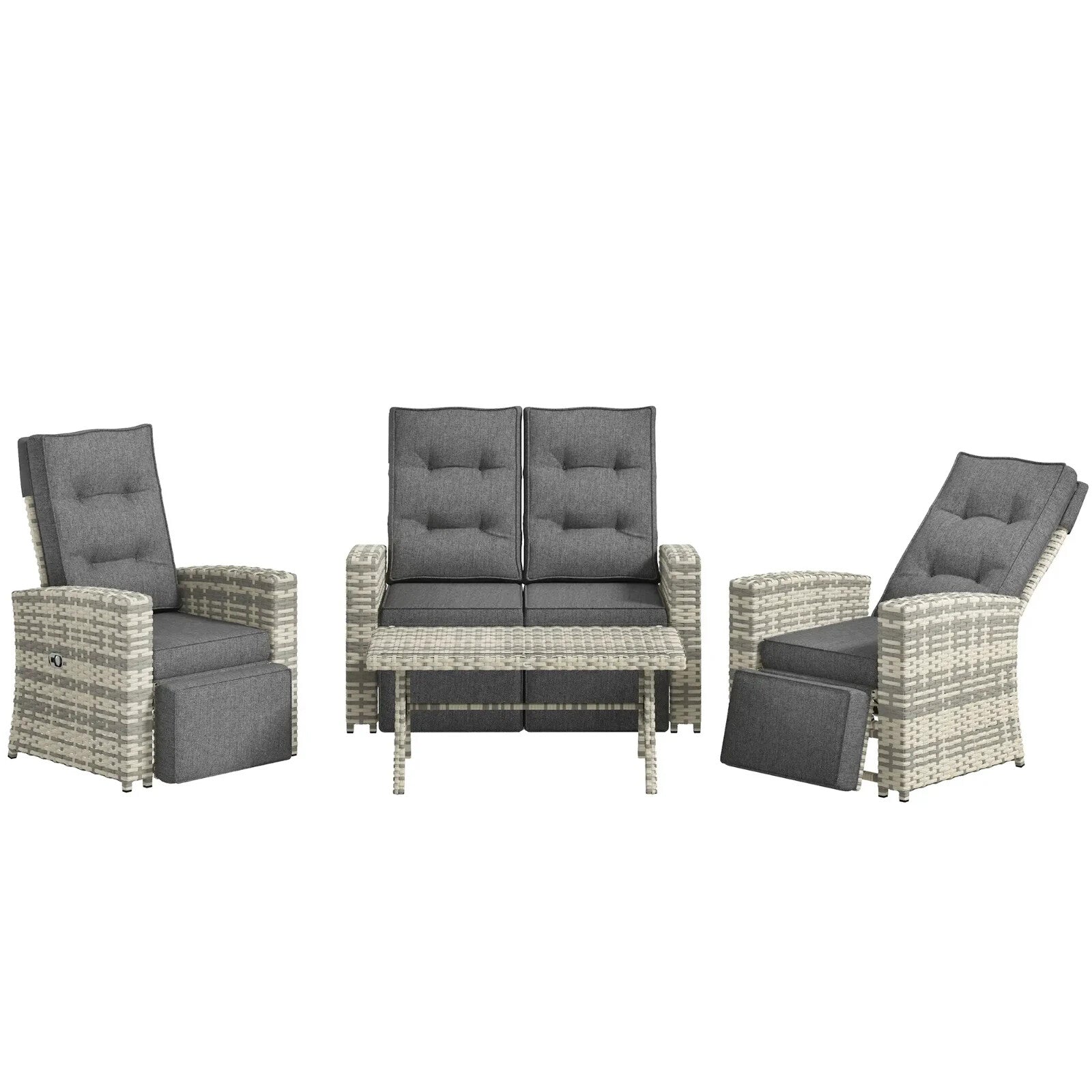 4 Piece Rattan Garden Furniture Set Outdoor Sofa Sectional with Glass Table Grey - Home and Garden Furniture Shop - rustic - furniture
