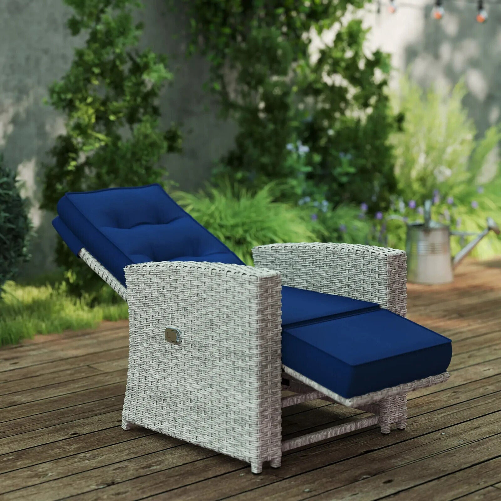 4 Piece Rattan Garden Furniture Set Outdoor Sofa w/ Glass Table Navy Blue Patio - Home and Garden Furniture Shop - #rustic - furniture#
