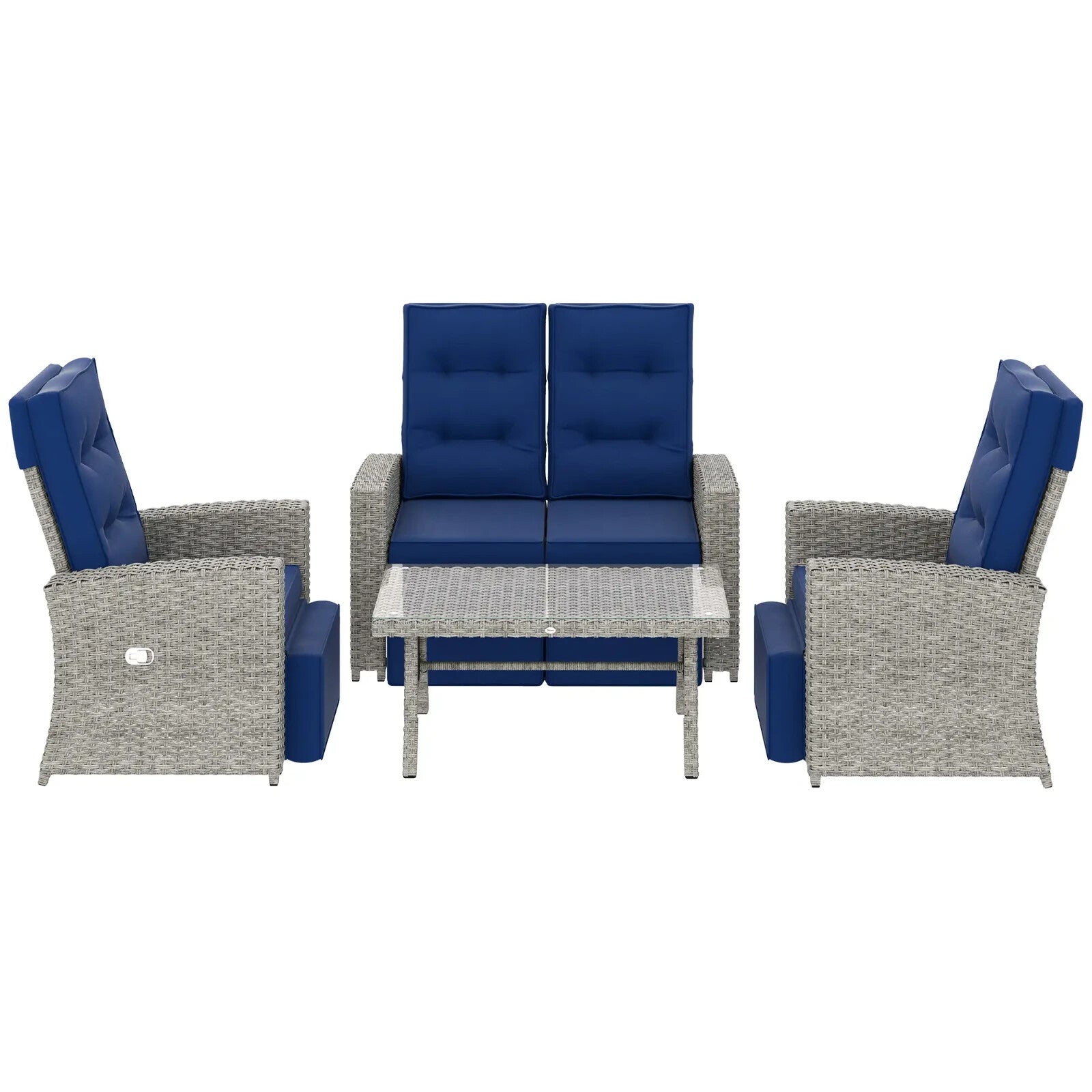 4 Piece Rattan Garden Furniture Set Outdoor Sofa with Glass Table Patio Seating - Home and Garden Furniture Shop - rustic - furniture