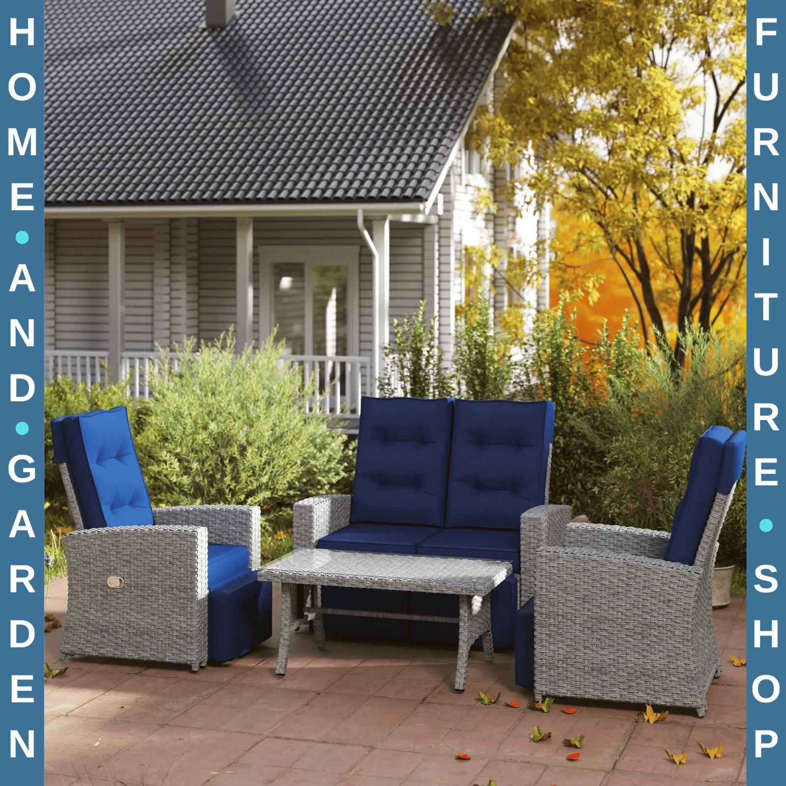 4 Piece Rattan Garden Furniture Set Outdoor Sofa with Glass Table Patio Seating - Home and Garden Furniture Shop - rustic - furniture