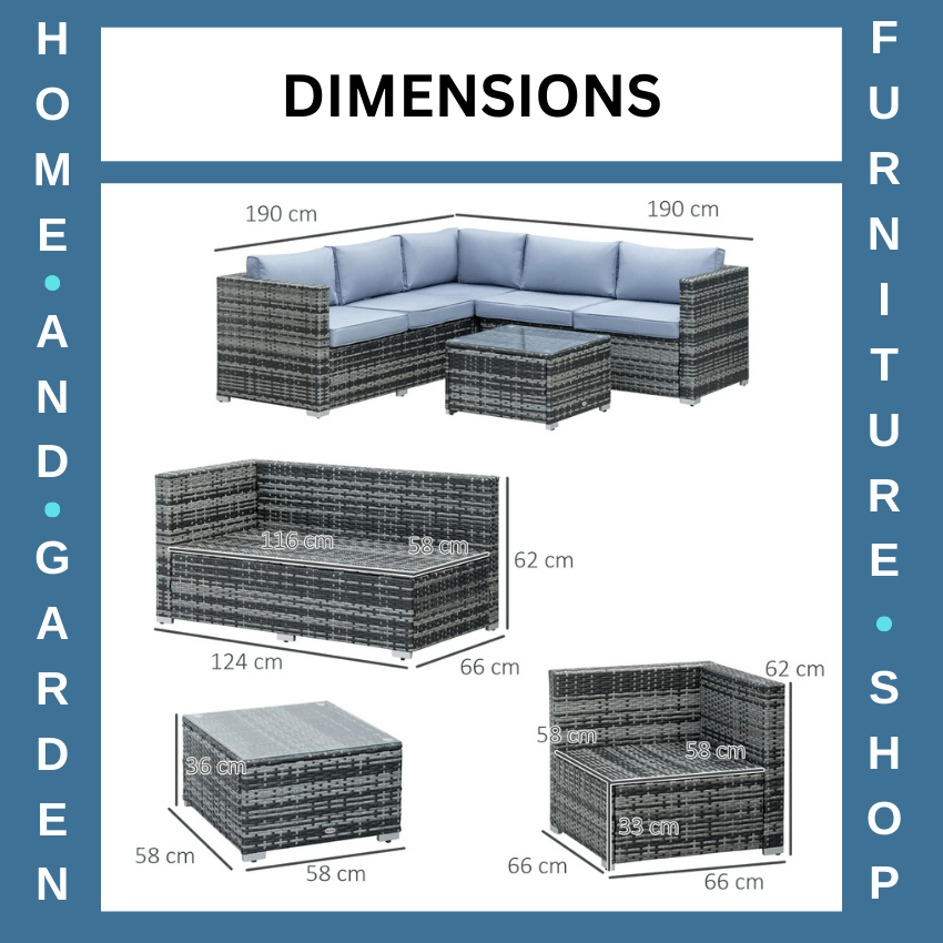 4 Piece Rattan Garden Furniture Set w/ Corner Sofa Loveseat & Patio Dining Table - Home and Garden Furniture Shop - rustic - furniture