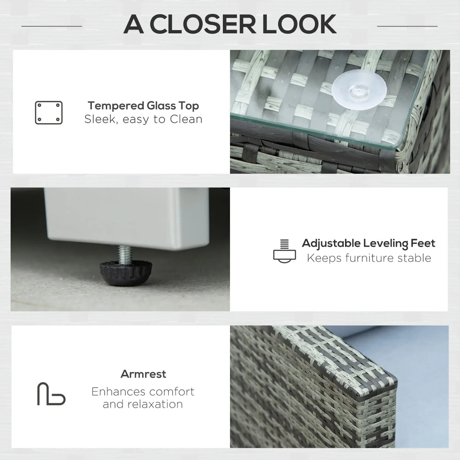 4 Piece Rattan Garden Furniture Set w/ Corner Sofa Loveseat & Patio Dining Table - Home and Garden Furniture Shop - rustic - furniture