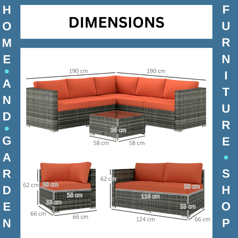 4 Piece Rattan Garden Furniture Set with Corner Sofa Loveseat and Coffee Table - Home and Garden Furniture Shop - #rustic - furniture#