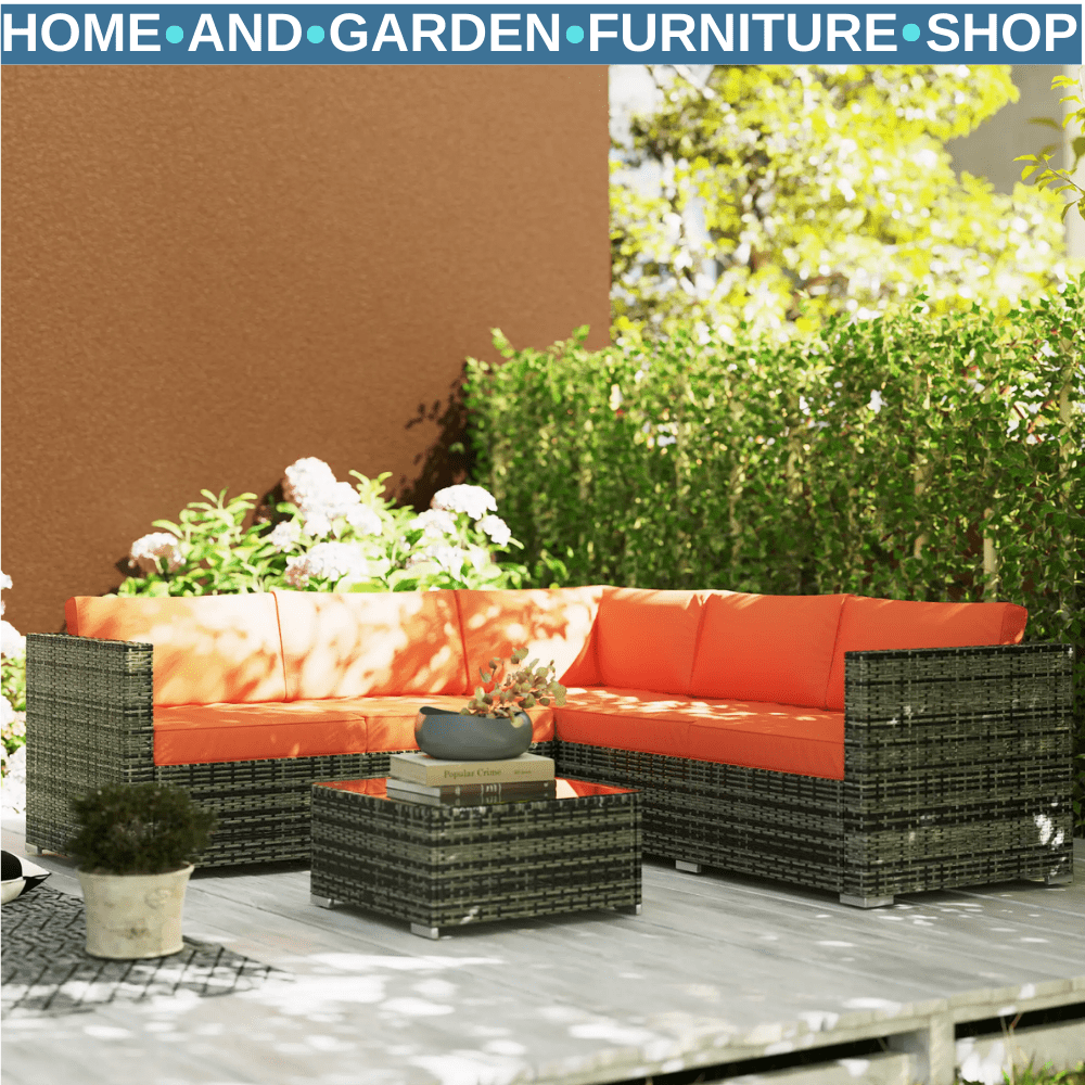 4 Piece Rattan Garden Furniture Set with Corner Sofa Loveseat and Coffee Table - Home and Garden Furniture Shop - #rustic - furniture#