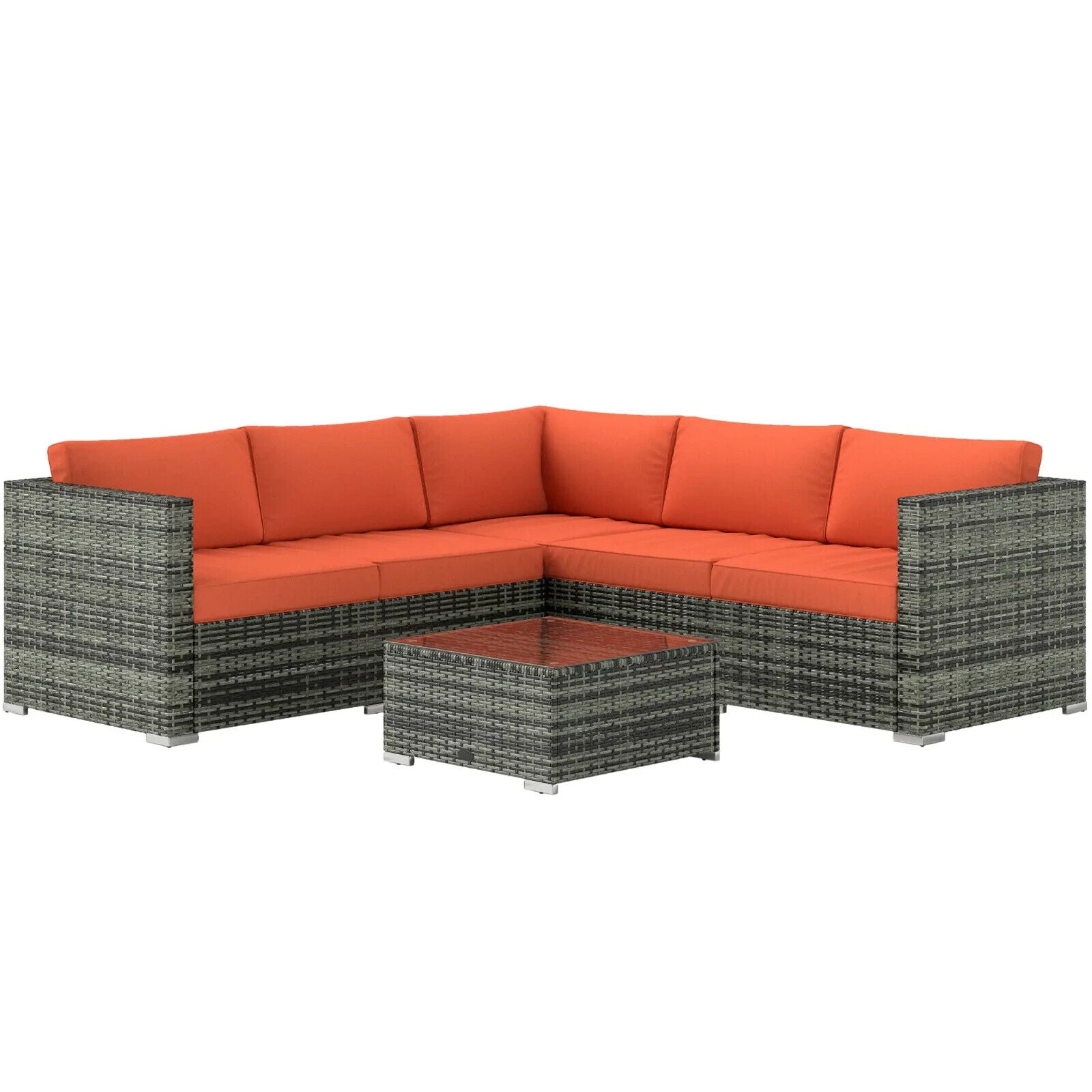4 Piece Rattan Garden Furniture Set with Corner Sofa Loveseat and Coffee Table - Home and Garden Furniture Shop - #rustic - furniture#