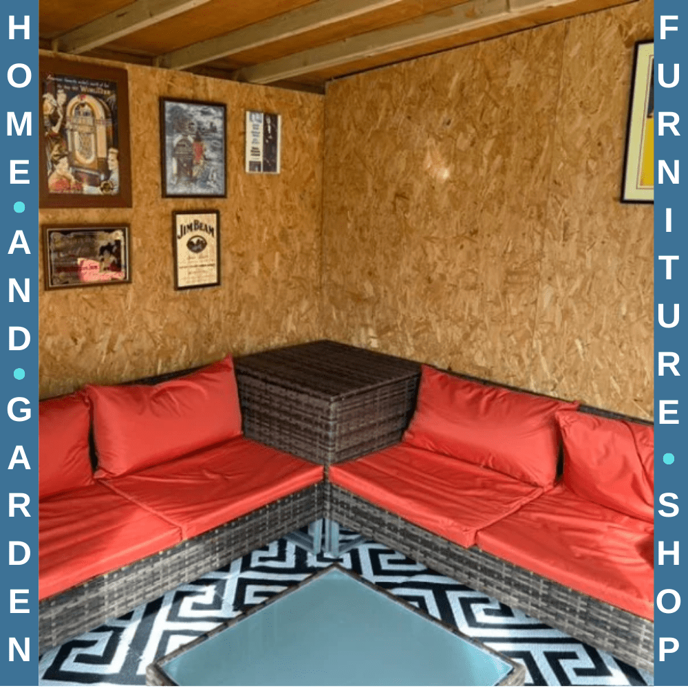 4 Piece Rattan Garden Furniture Set with Corner Sofa Loveseat Table and Cushions - Home and Garden Furniture Shop - rustic - furniture