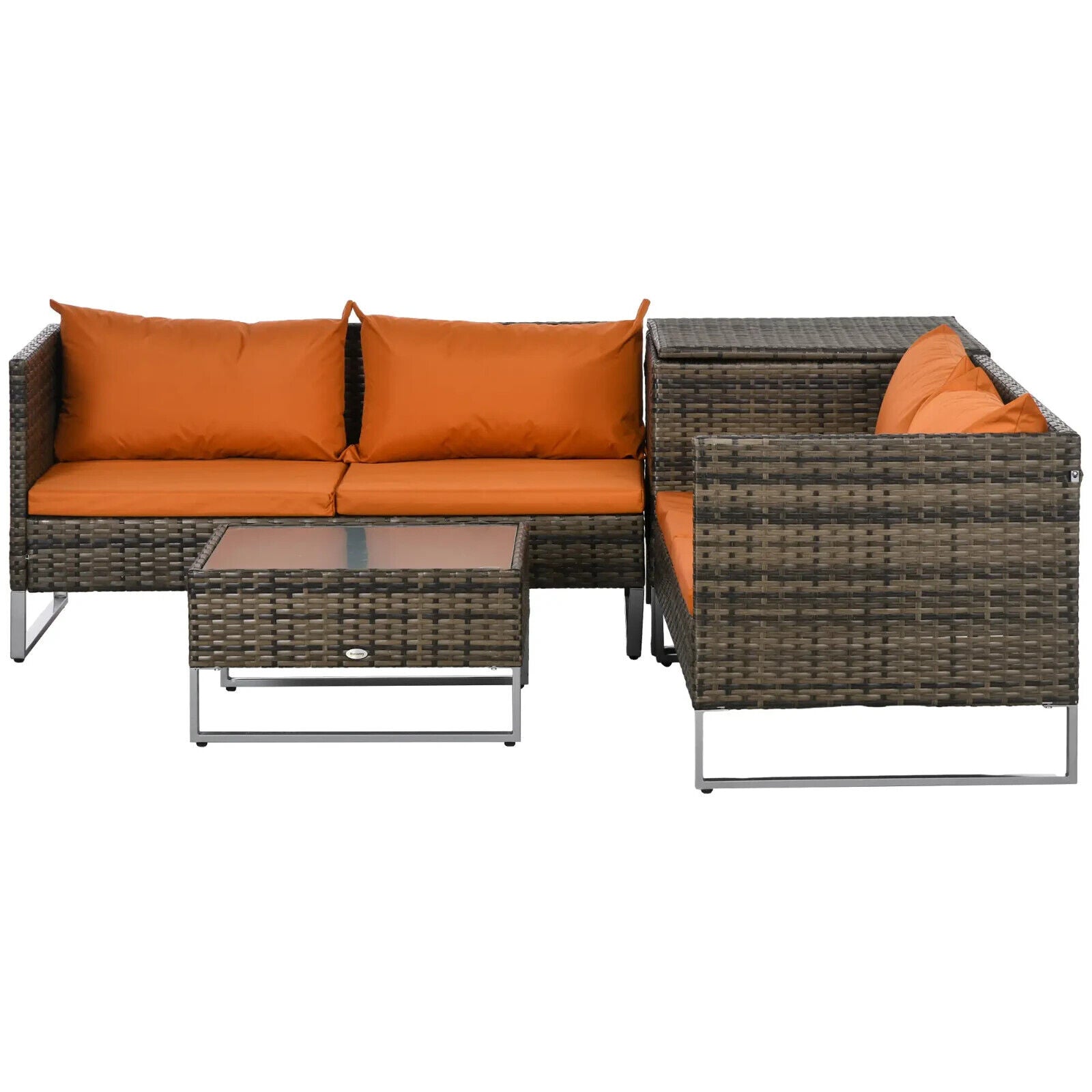 4 Piece Rattan Garden Furniture Set with Corner Sofa Loveseat Table and Cushions - Home and Garden Furniture Shop - #rustic - furniture#