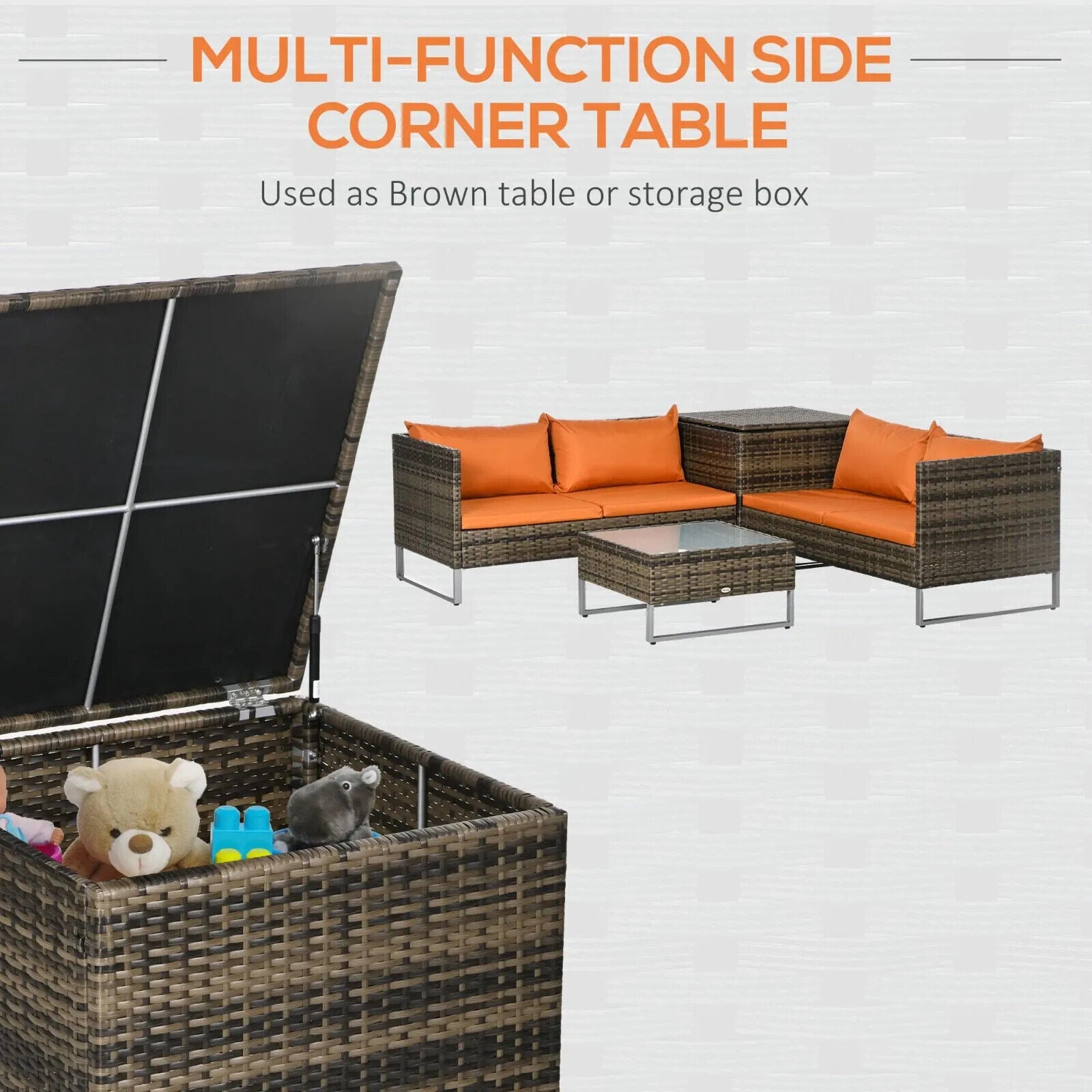 4 Piece Rattan Garden Furniture Set with Corner Sofa Loveseat Table and Cushions - Home and Garden Furniture Shop - #rustic - furniture#