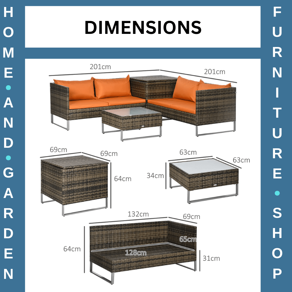 4 Piece Rattan Garden Furniture Set with Corner Sofa Loveseat Table and Cushions - Home and Garden Furniture Shop - #rustic - furniture#