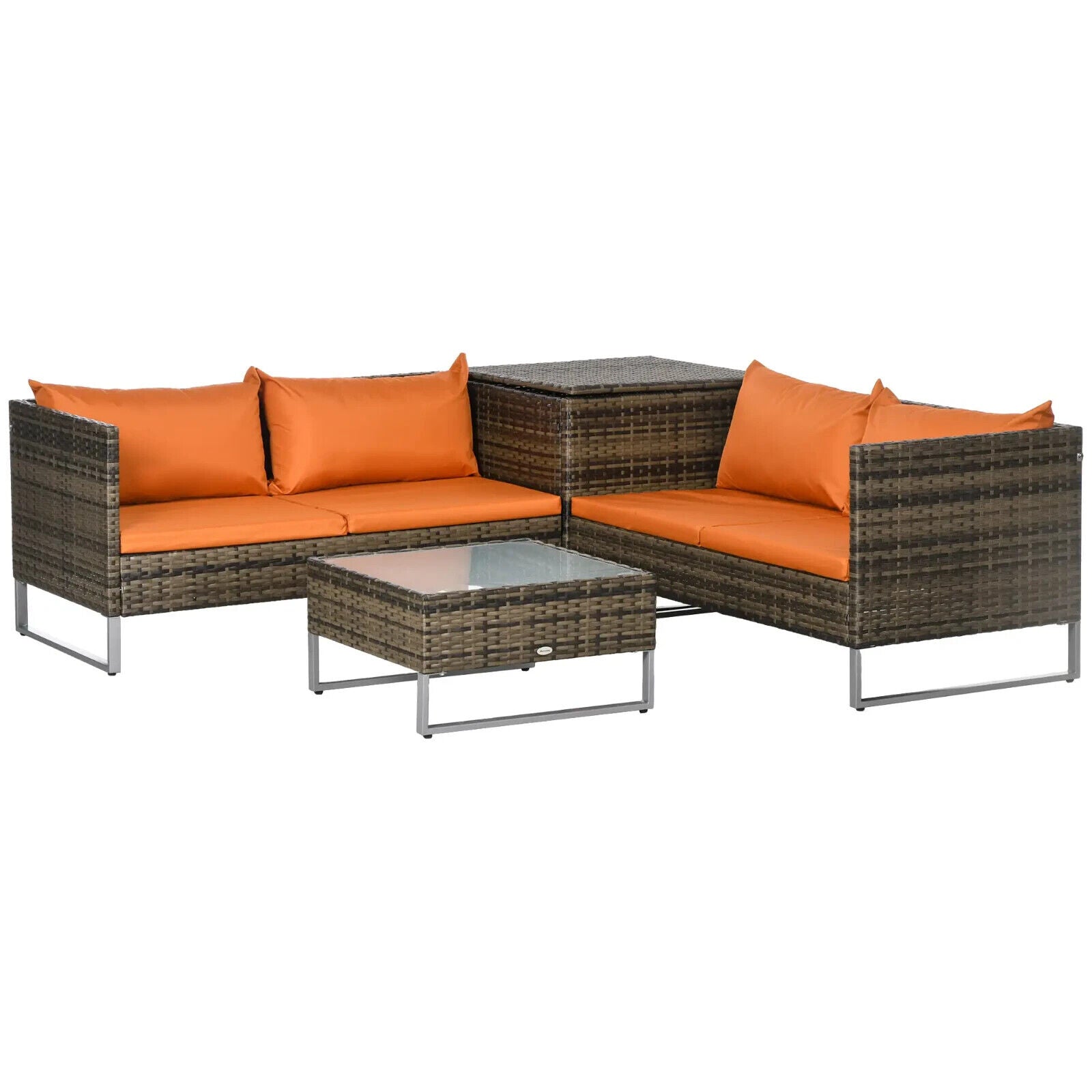 4 Piece Rattan Garden Furniture Set with Corner Sofa Loveseat Table and Cushions - Home and Garden Furniture Shop - #rustic - furniture#