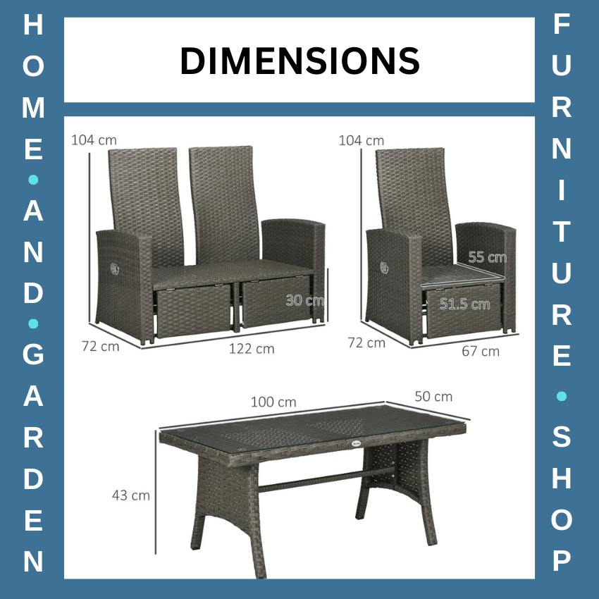 4 Piece Rattan Garden Furniture Set with Sofa Reclining Armchair & Coffee Table - Home and Garden Furniture Shop - rustic - furniture